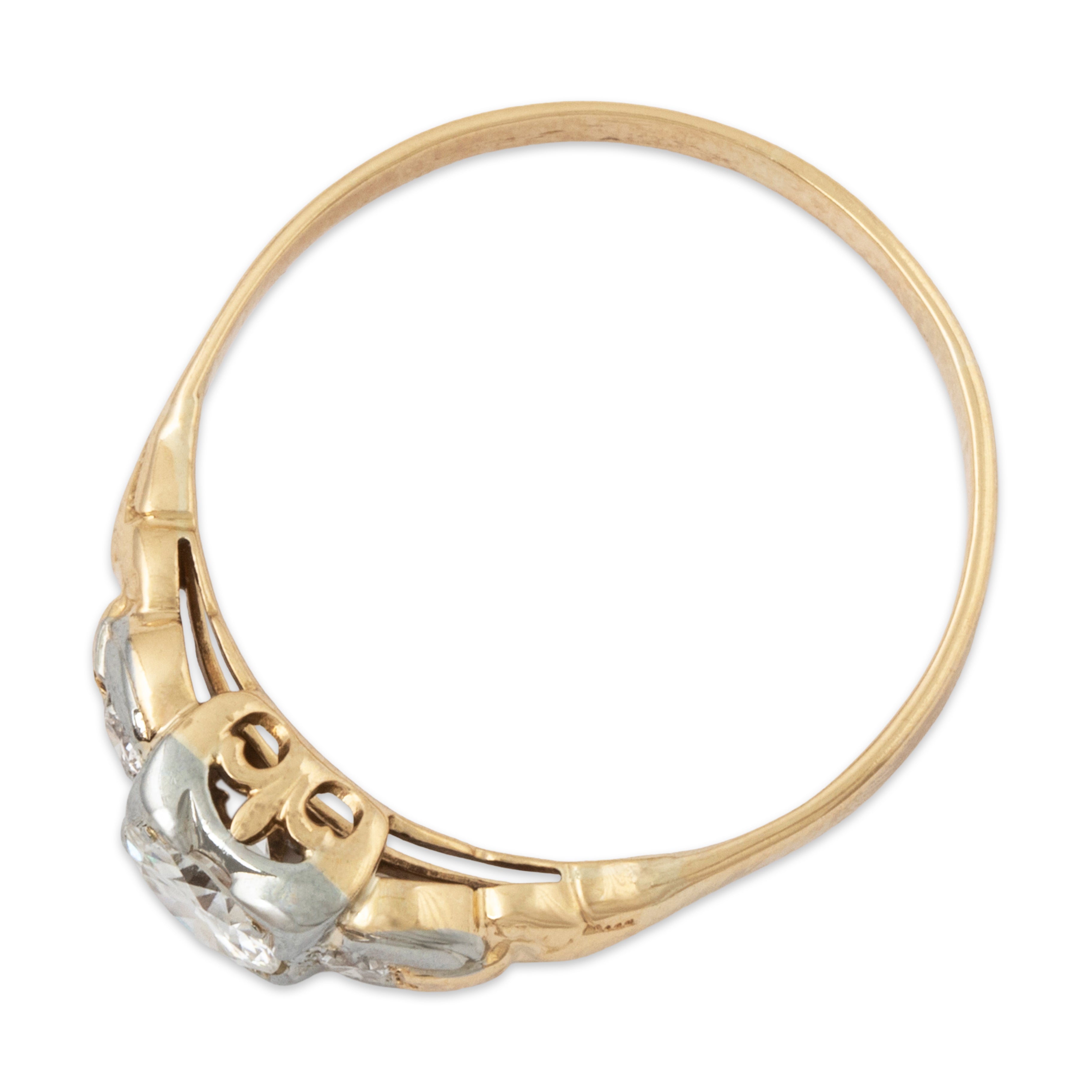 Vintage 14k Yellow Gold .428cttw Diamond Flashing Three Stone Ring 7.50、mySite、hinf8tx79