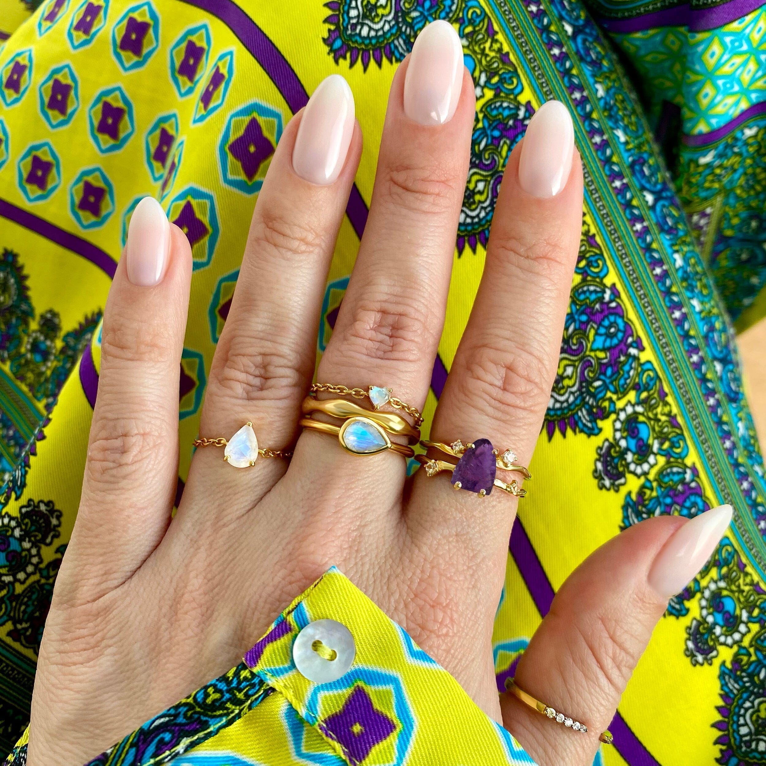 Moonstone Adjustable Chain Ring - Love、mySite、hinf8tx79