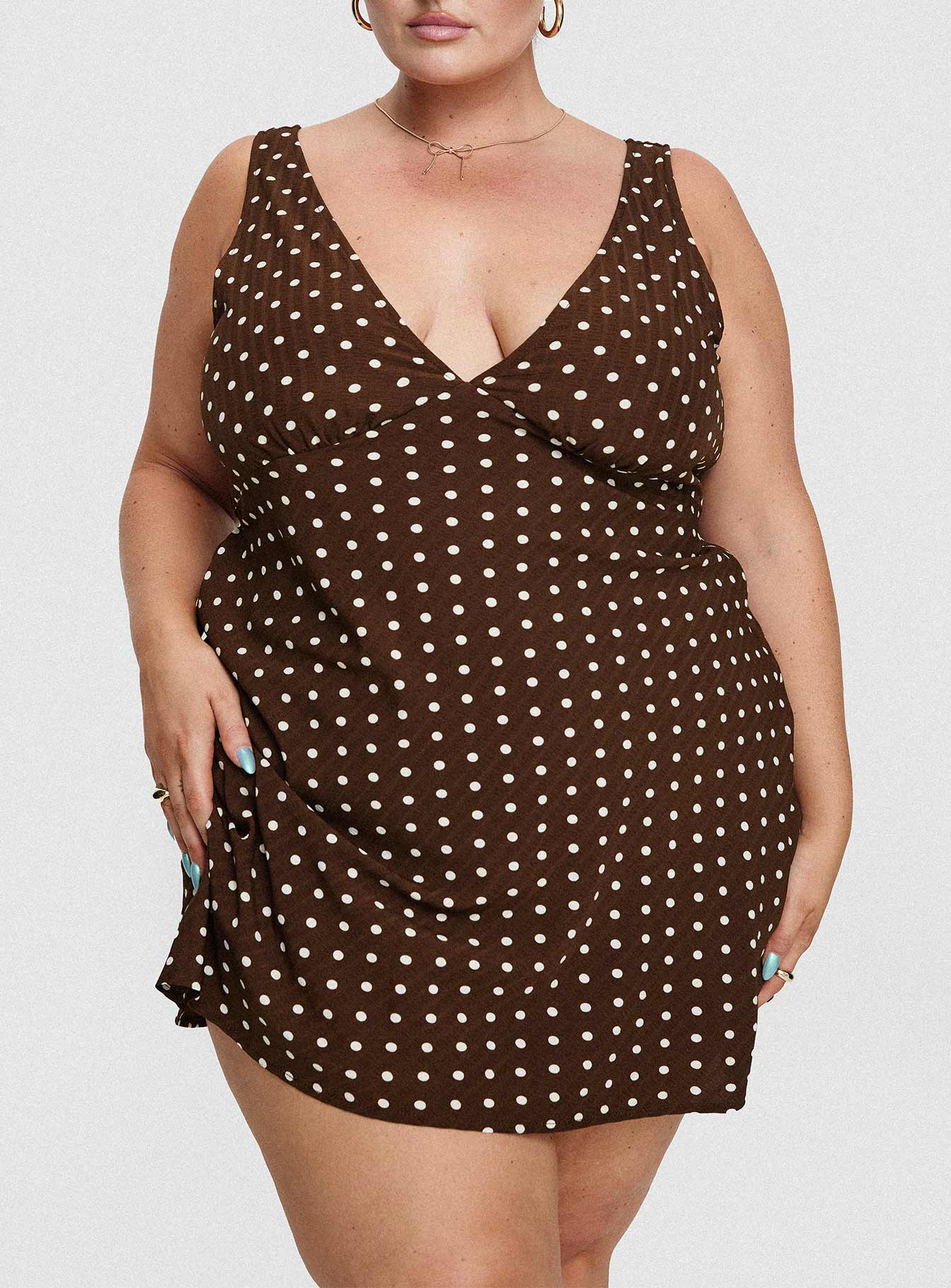 Nellie Mini Dress Brown Polka Dot Curve、mySite、solidvoid