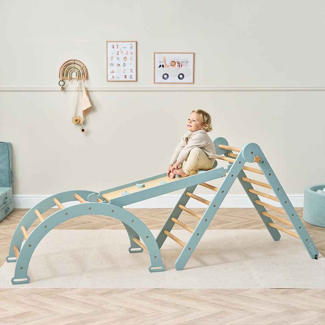  Tutti Bambini Scala Montessori 3 In 1 Pikler Climbing Frame With Climbing Wall - Ocean Stone、mySite、merchandisen