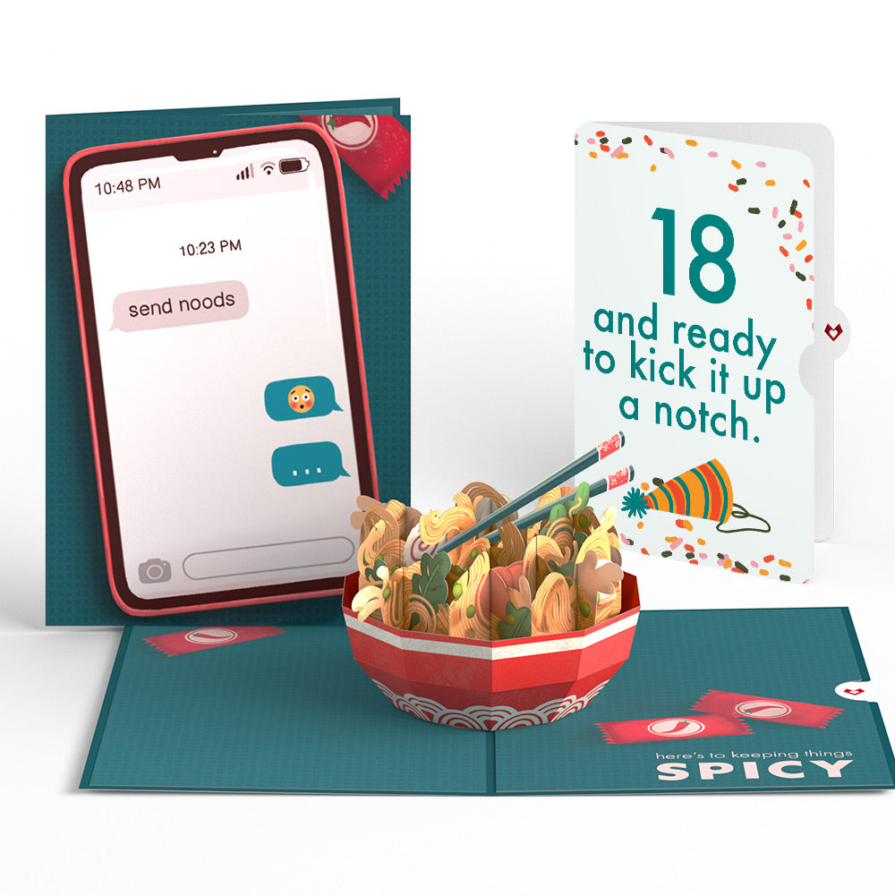 Send Noods Spicy Birthday Pop-Up Card and 18th Kick It Up Sentiment Set、mySite、solidvoid