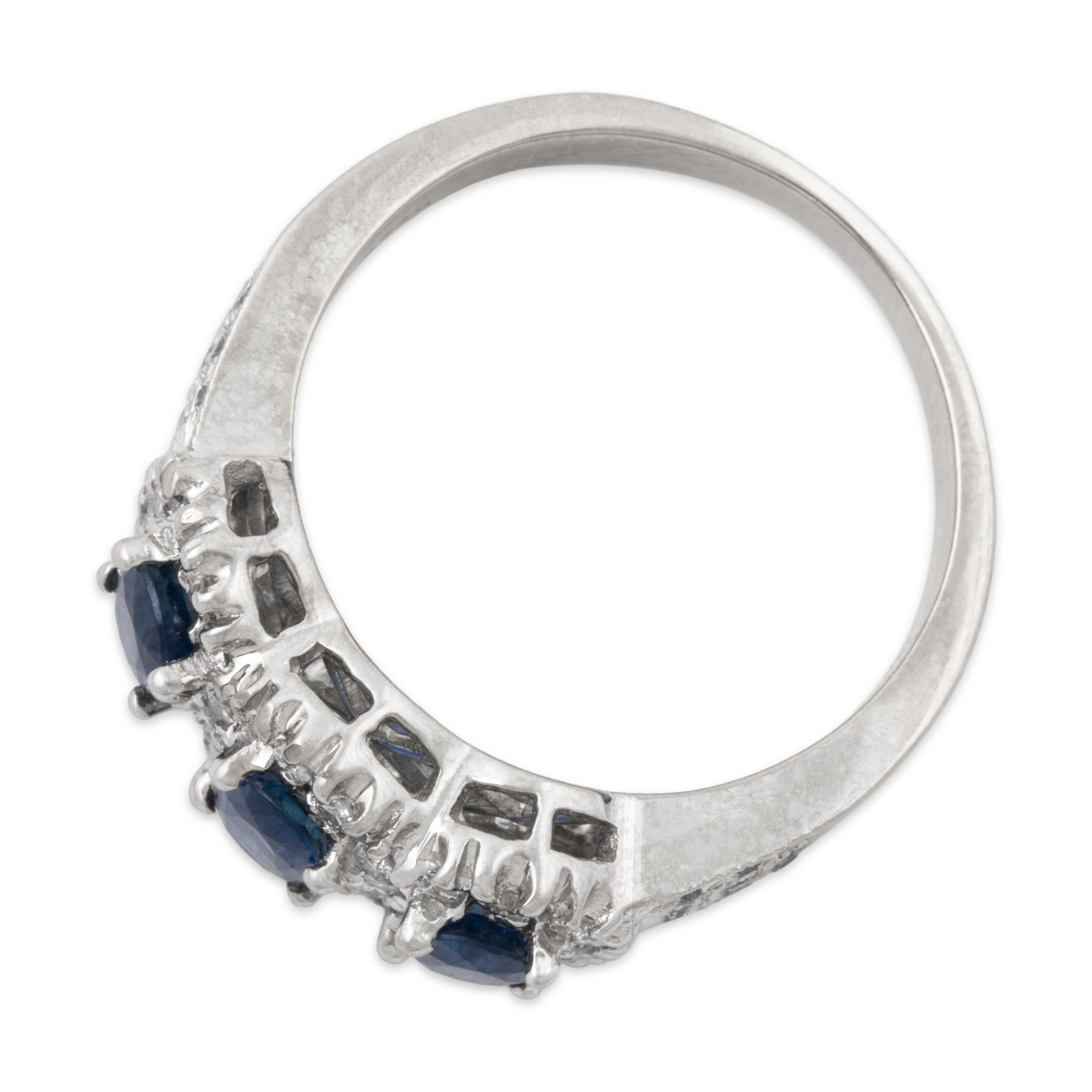 Vintage 14k White Gold 1.24cttw Sapphire .398cttw Diamond Triple Halo Ring 7.50、mySite、hinf8tx79
