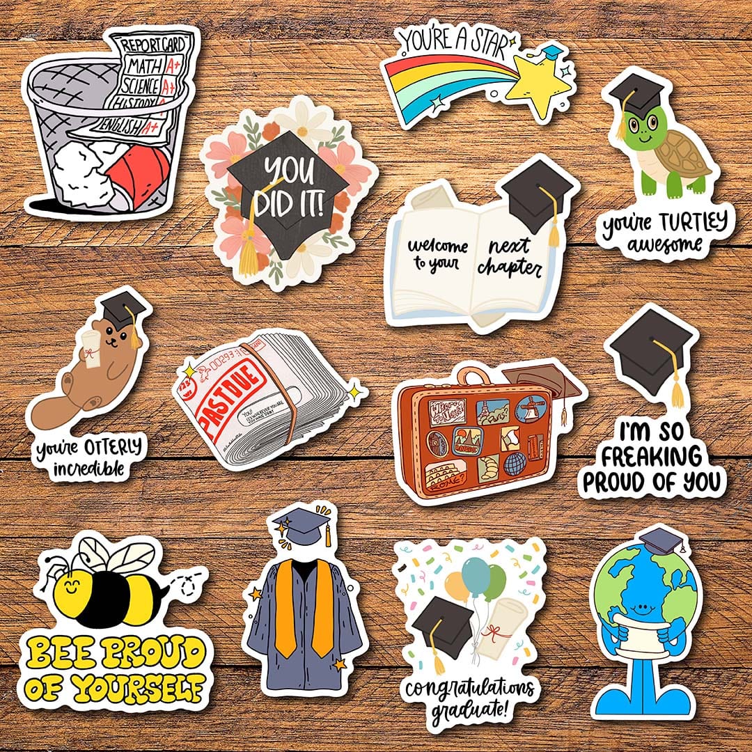  Illustrated Graduation Stickers 13 Pack、mySite、ghnorth