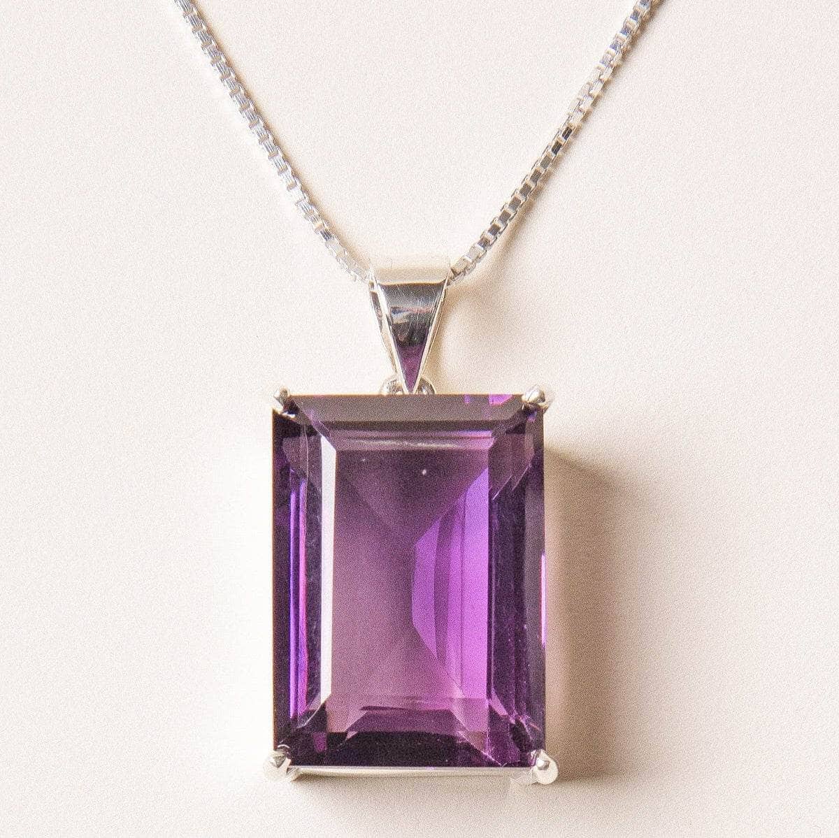 Faceted Square Amethyst Gemstone Necklace - 1 of a Kind、mySite、hinf8tx79