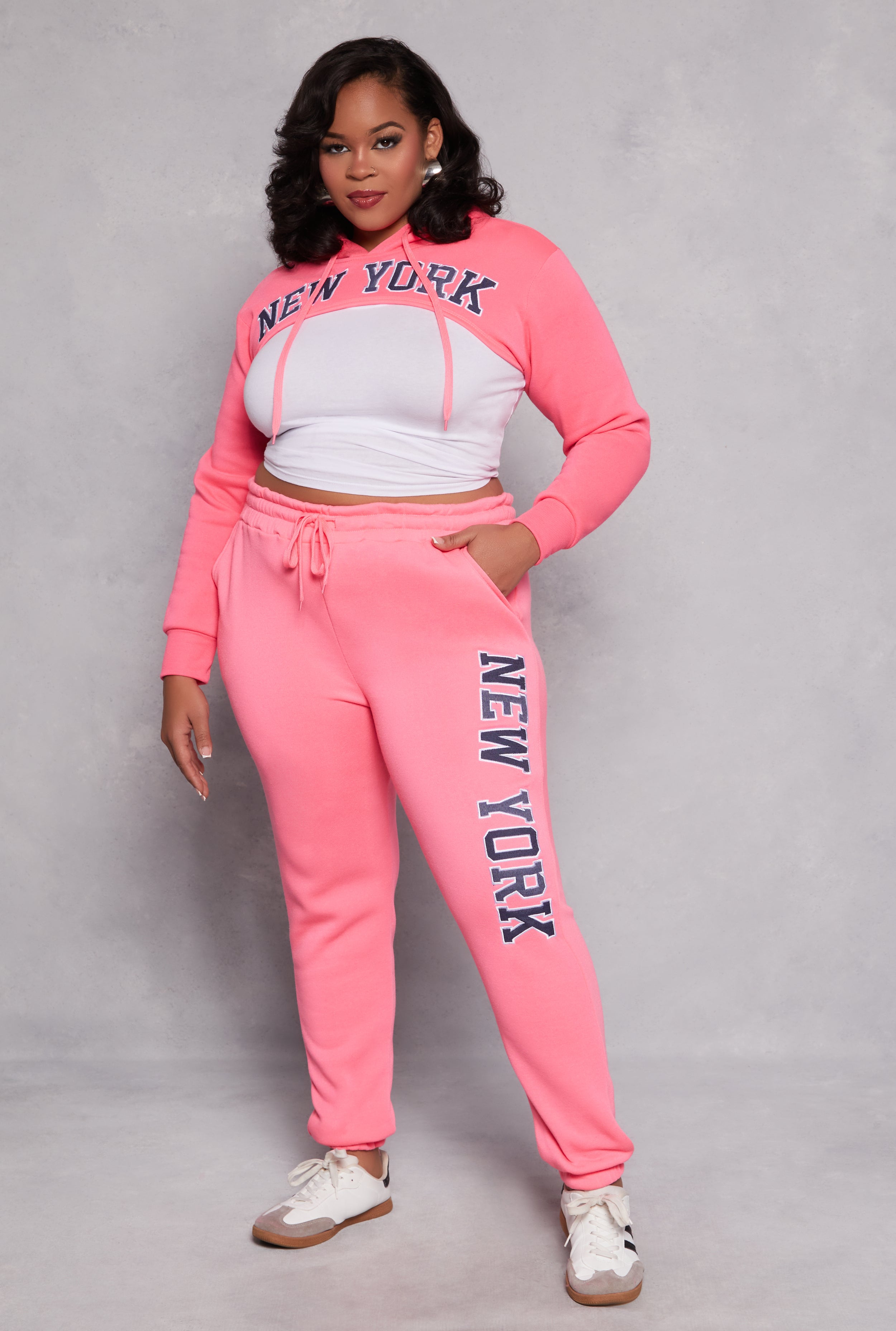 Plus Size New York Embroidered Sweatpants、mySite、camillekostekn