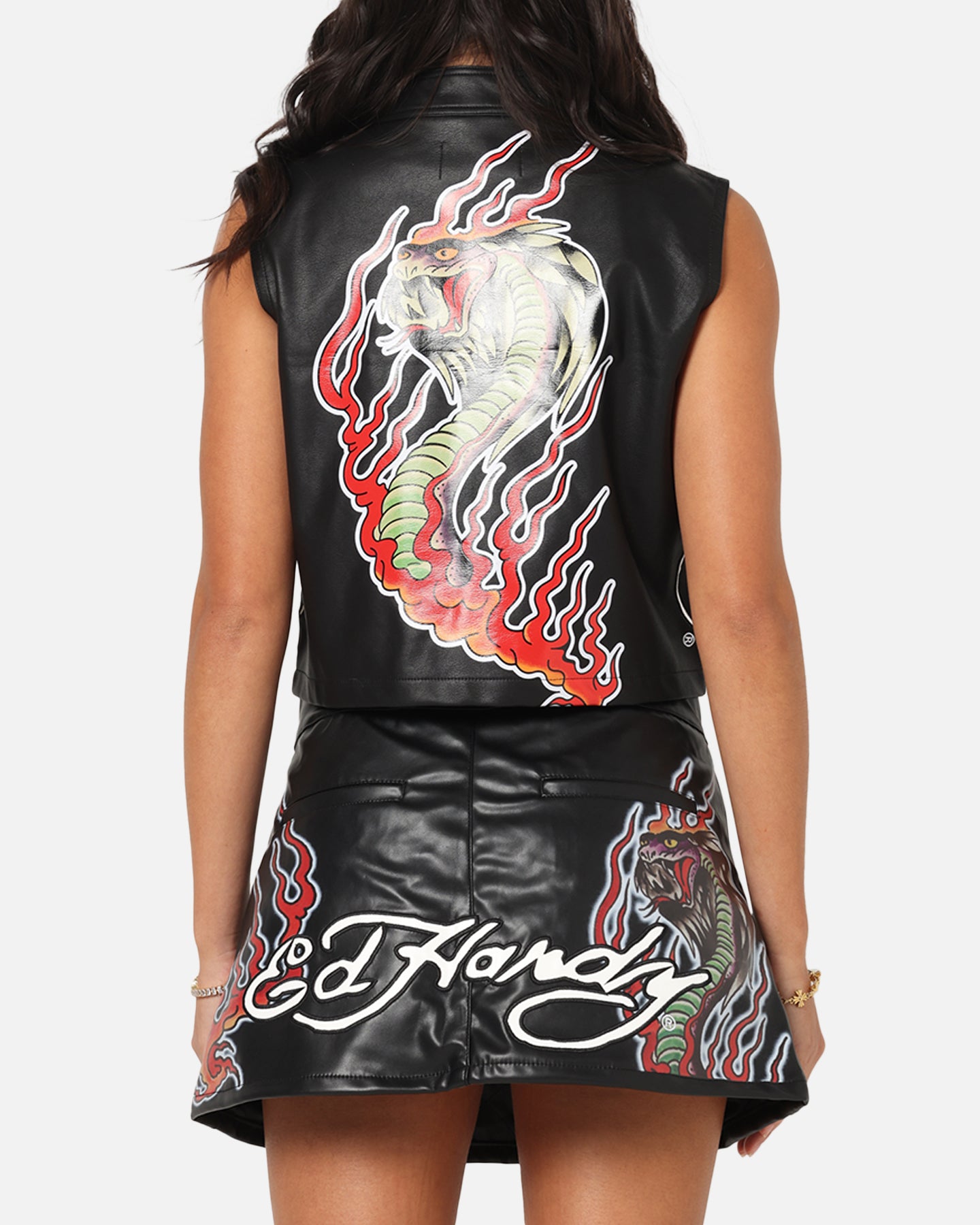 Ed Hardy Women's Vegan Leather Biker Vest Black、mySite、zt4zffjzw