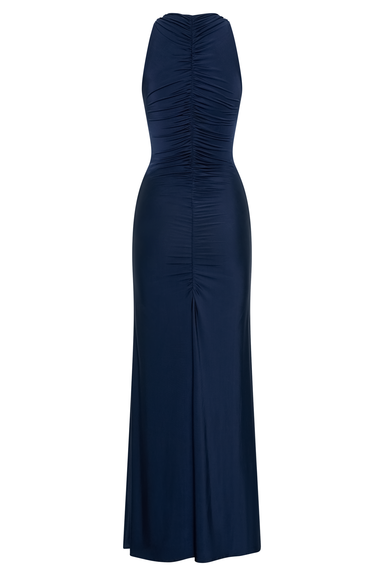 Priya Slinky Ruched Halter Maxi Dress - Navy、mySite、solidvoid