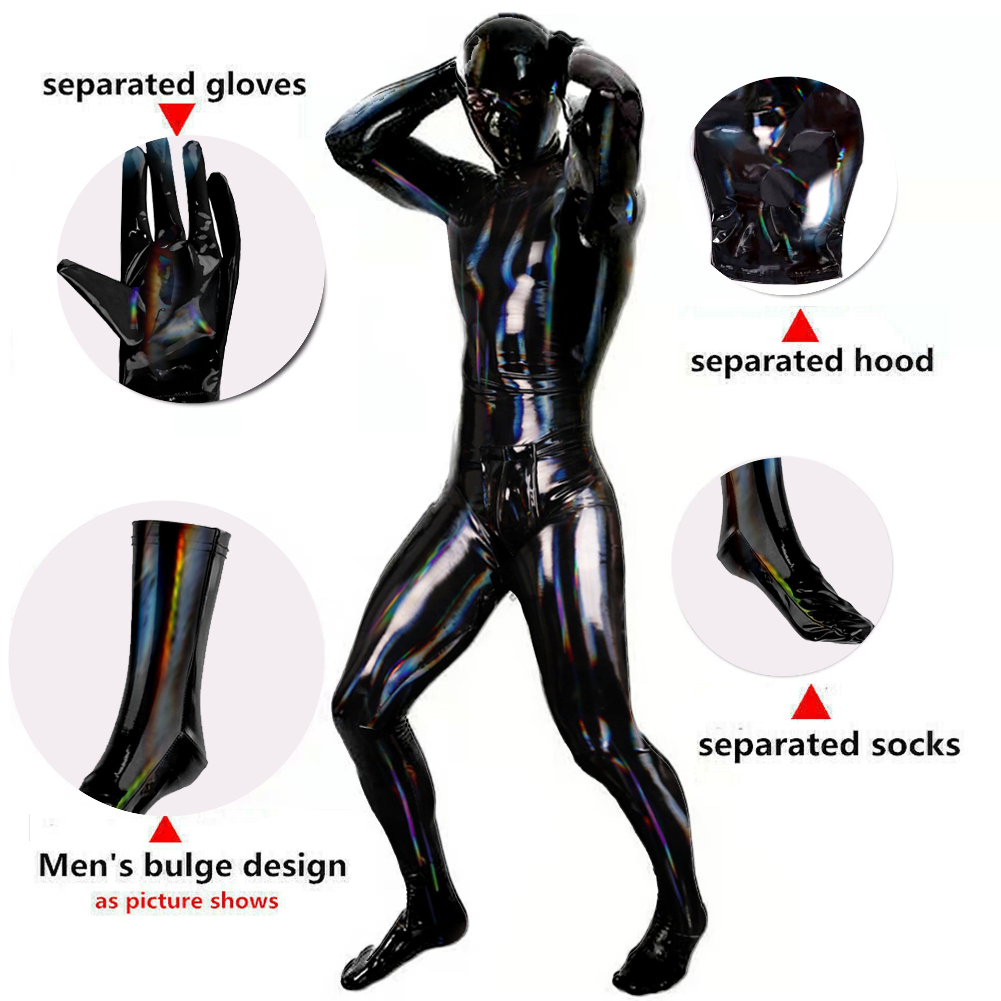 Toms Final Wet Look Catsuit Set | PVC Stretch Leather | Zipper Open & Closure Crotch、mySite、bottomscart