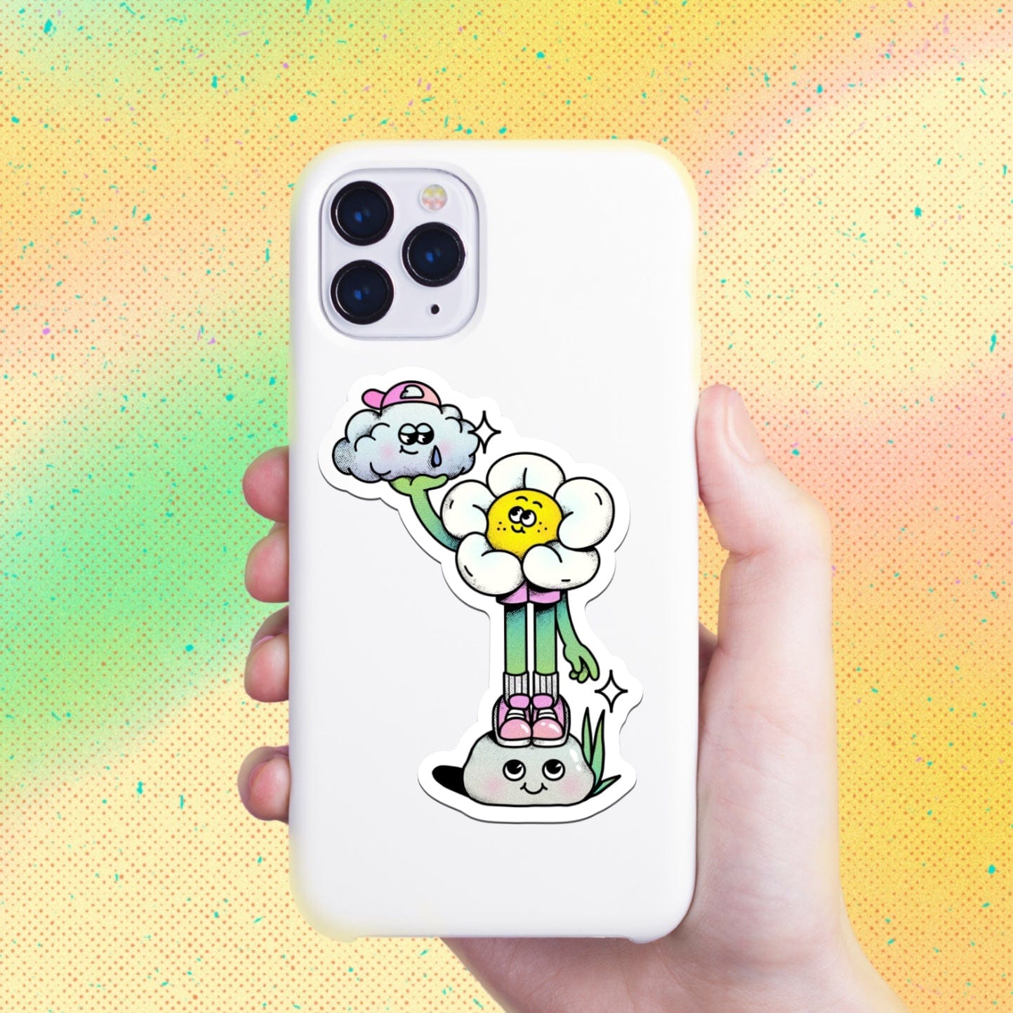  Daisy Flower Holding Rain Cloud Sticker、mySite、elrpsem3k