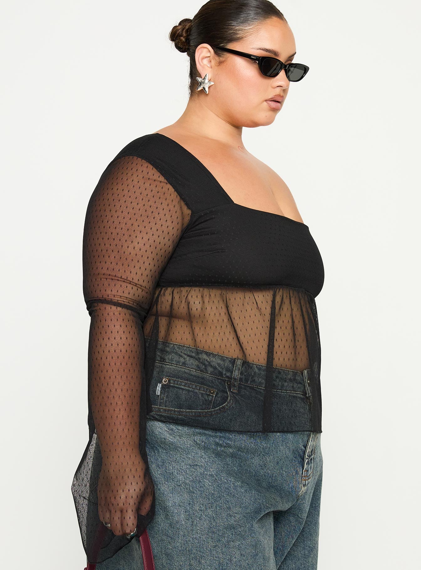 Fiorello Long Sleeve Top Black Curve、mySite、solidvoid