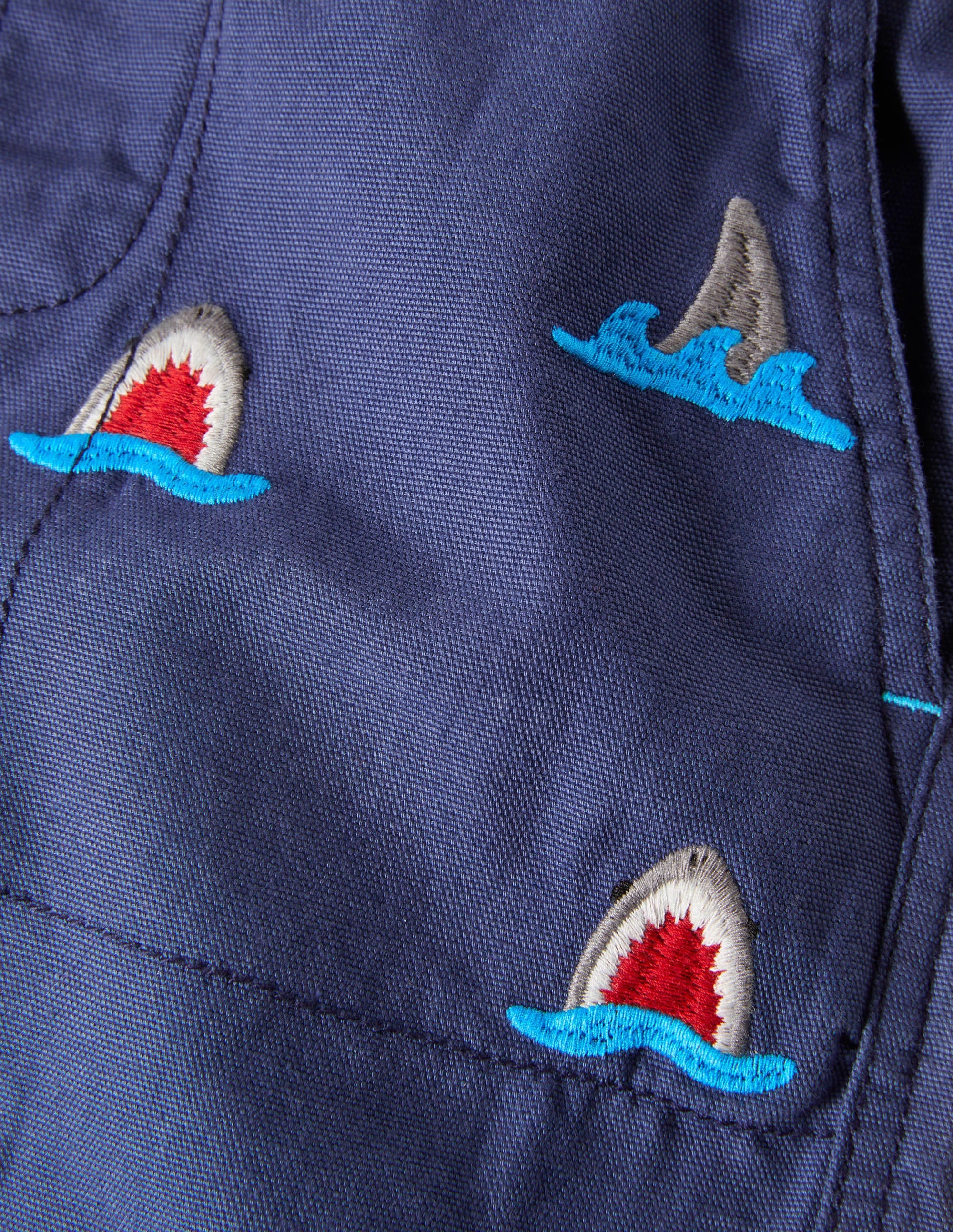  Navy Shark Pull-on Drawstring Shorts-Navy Shark Embroidery、mySite、ashleygrahame