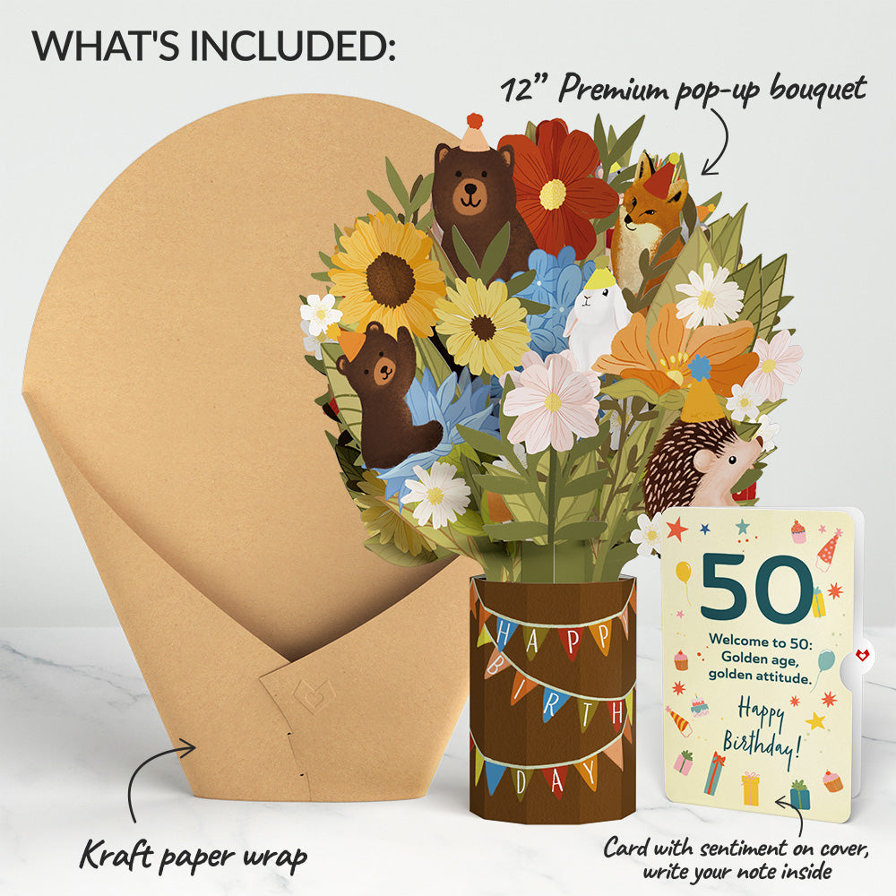 Woodland 50th Birthday Party Bouquet and Sentiment Set、mySite、solidvoid