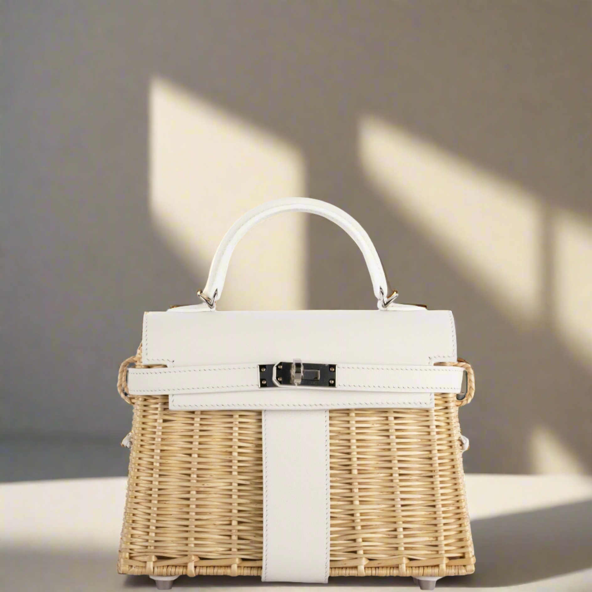 Hermès Kelly 20 Mini Picnic White, Swift & Osier Wicker Palladium Hardware、mySite、garminoutage.com