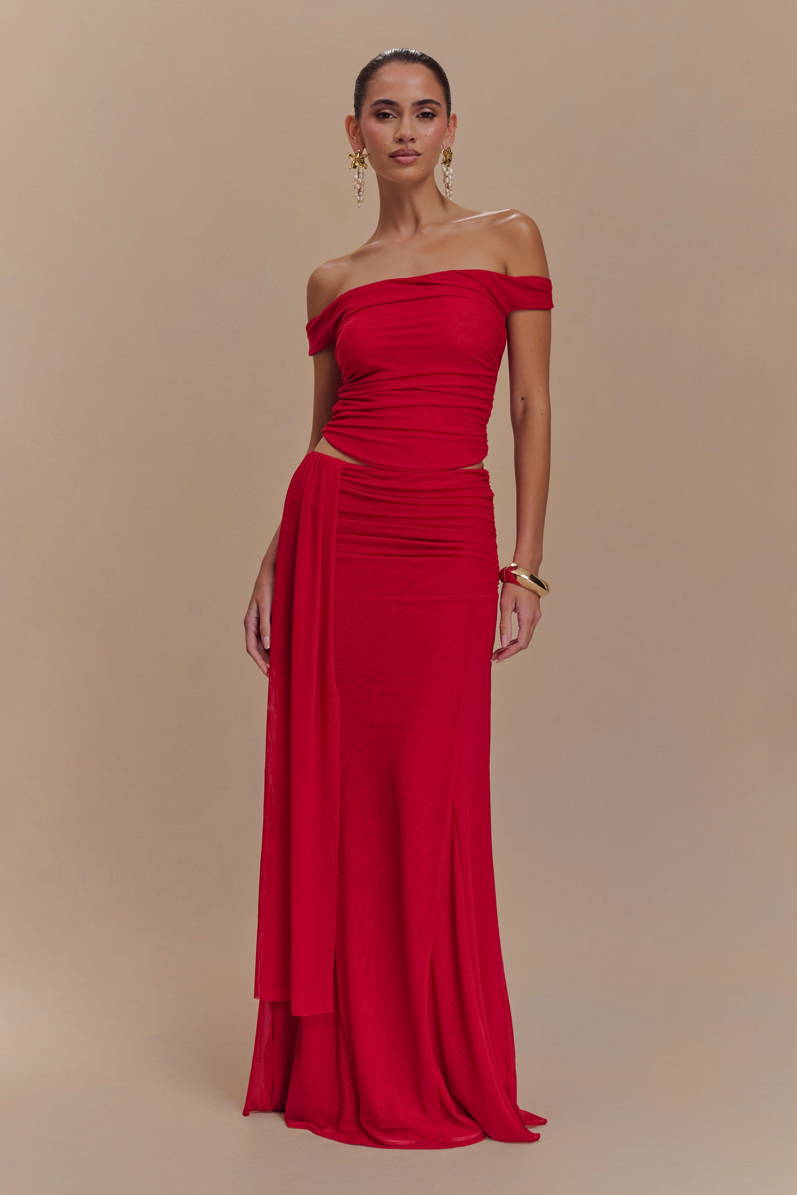 Arna Mesh Maxi Skirt - Ruby、mySite、solidvoid