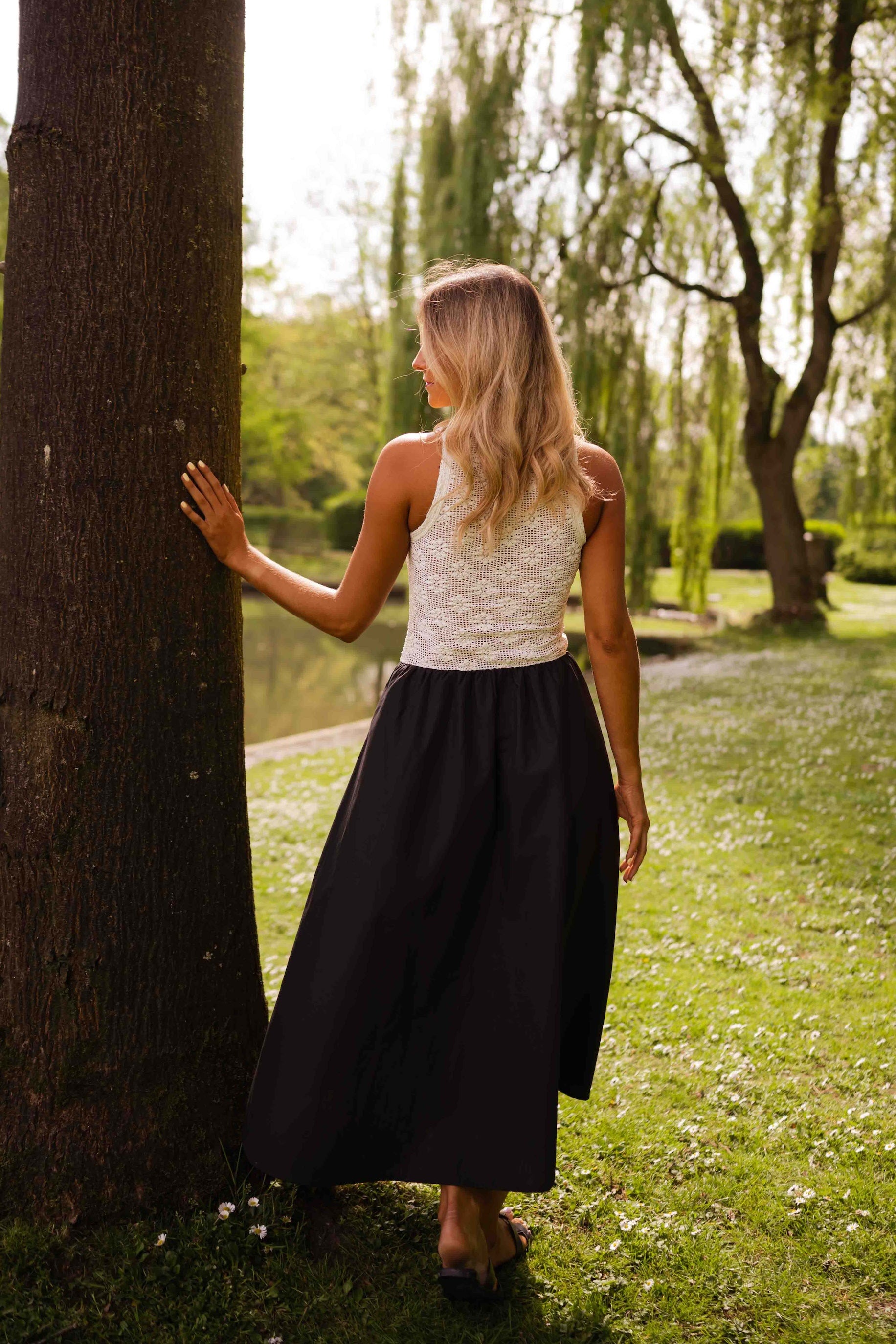 White pleated skirt