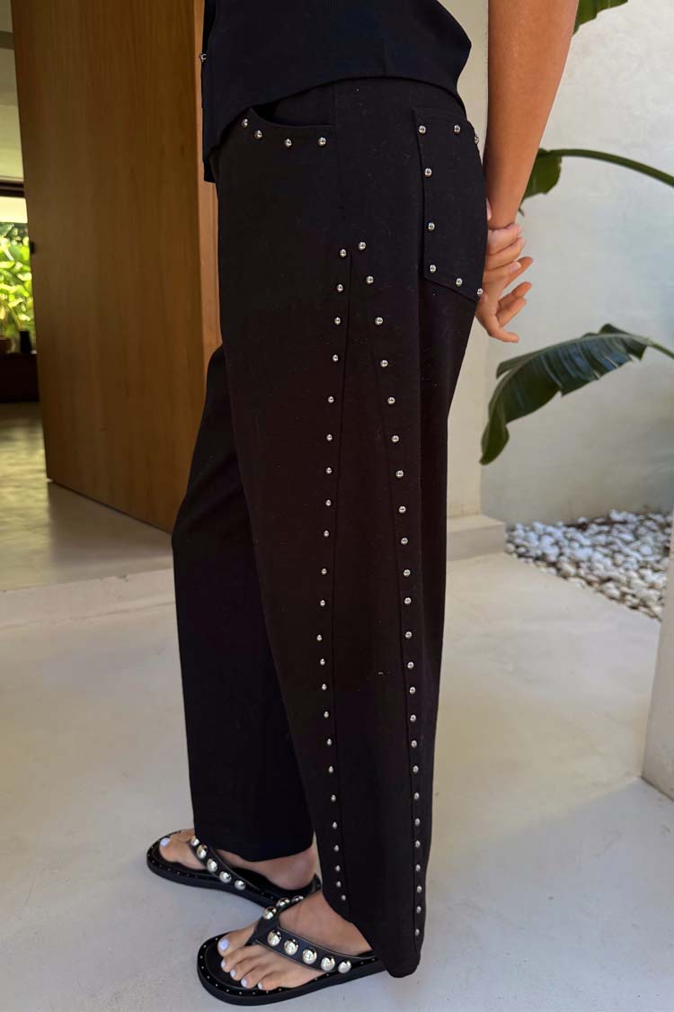 Black Studded Barrel Jeans、mySite、solidvoid