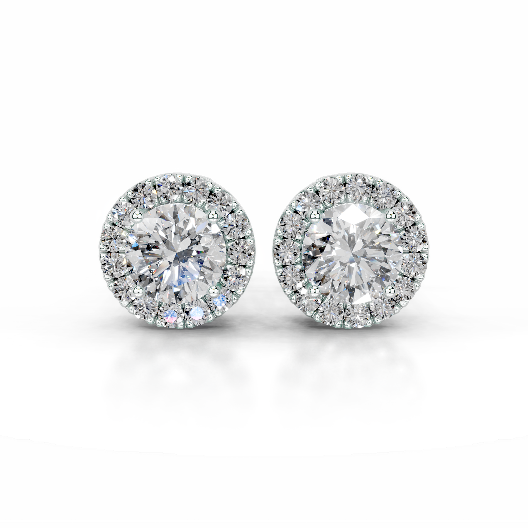 Isla Diamond Halo Earrings (5 Carat) -14K White Gold、mySite、hinf8tx79
