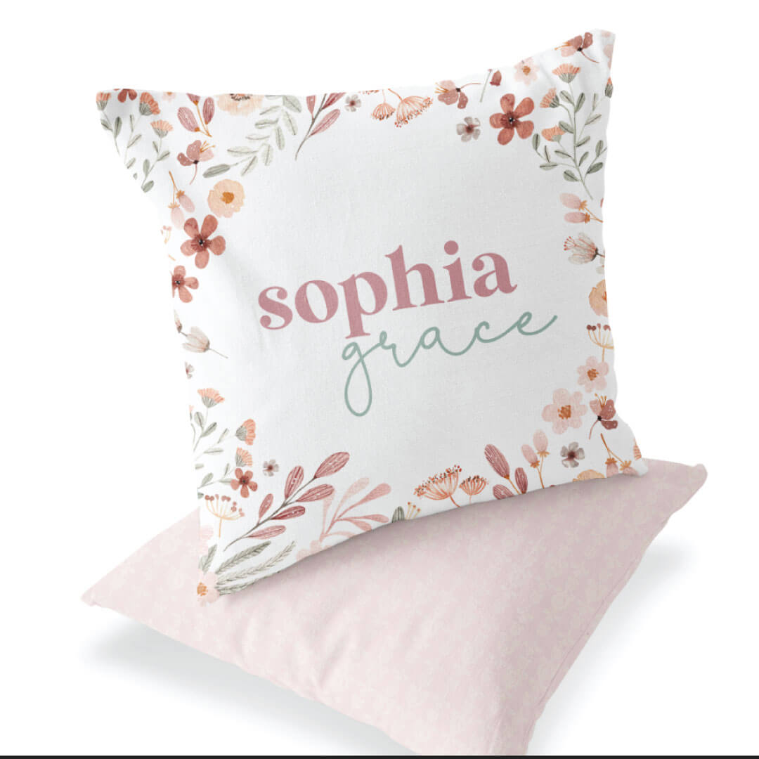  Wren's Wildflower Personalized Accent Pillow、mySite、layawaytickets