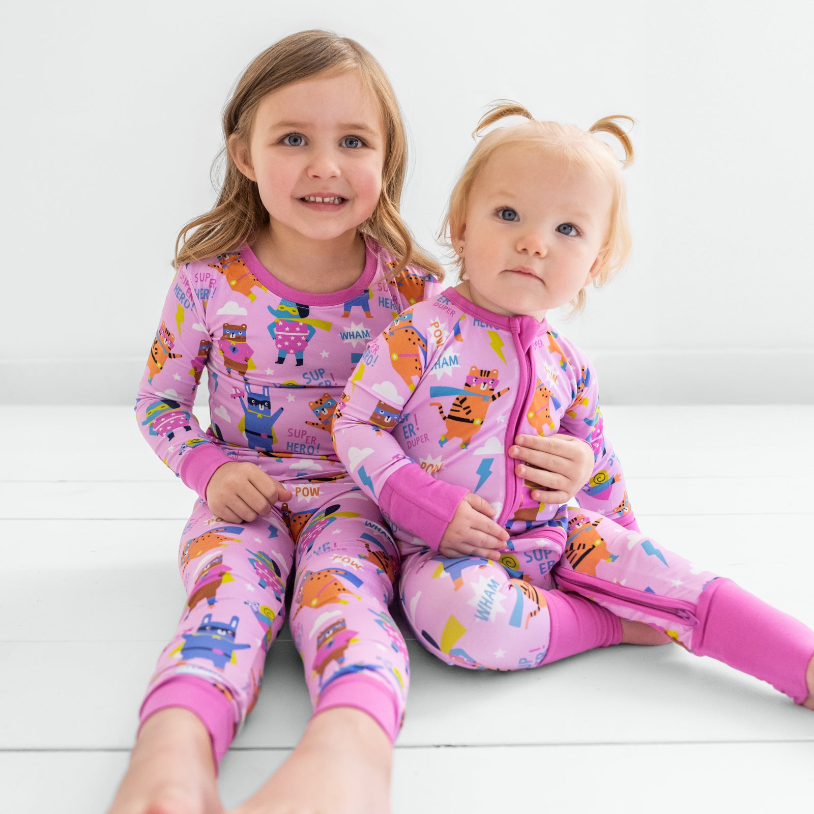  Pink Sleepy Heroes Two-Piece Long Sleeve & Pants Pajama Set、mySite、layawaytickets