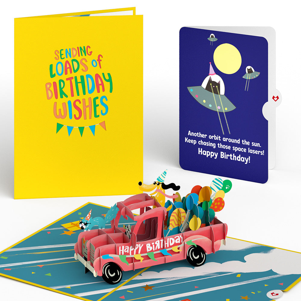 Birthday Truck with Space Laser Cats Pop-Up Card and Sentiment Set、mySite、solidvoid