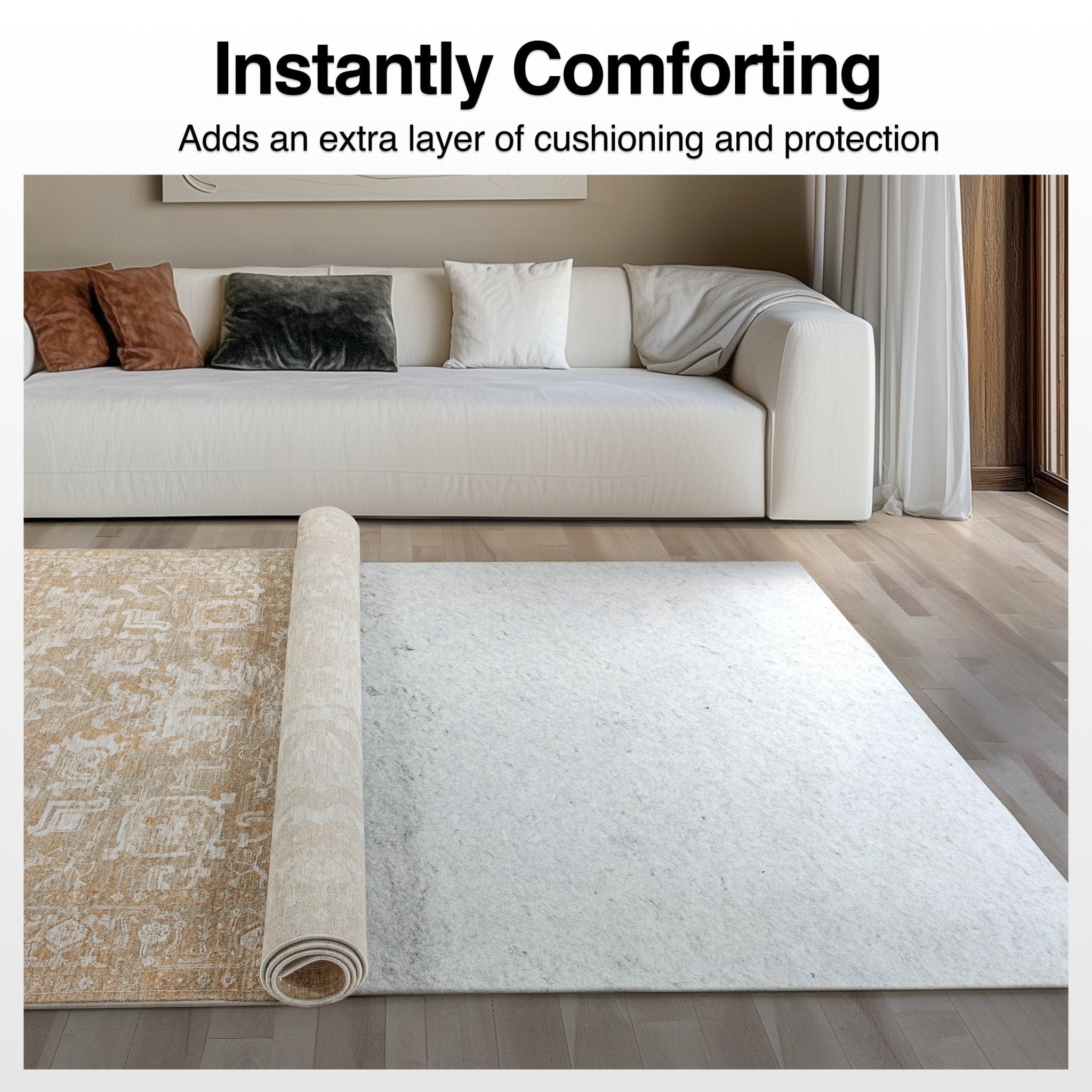 Non-Slip Felt Rug Pad – Easy to Trim, Safe for All Floors, Grey Cream Slim 1/8” Thickness、mySite、gigharbornorthrealestate