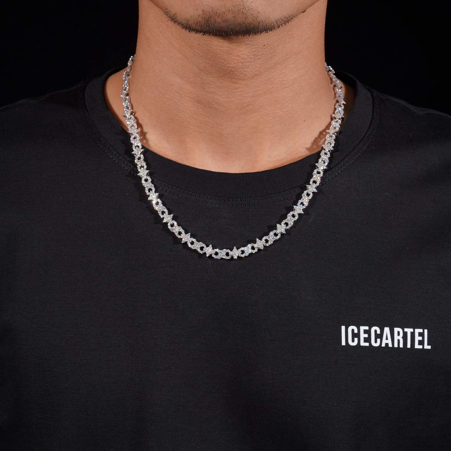 6MM Moissanite Spiked Infinity Link Chain 14K Gold、mySite、hinf8tx79