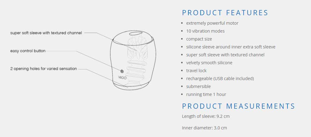 vedo grip vibrating masturbator features