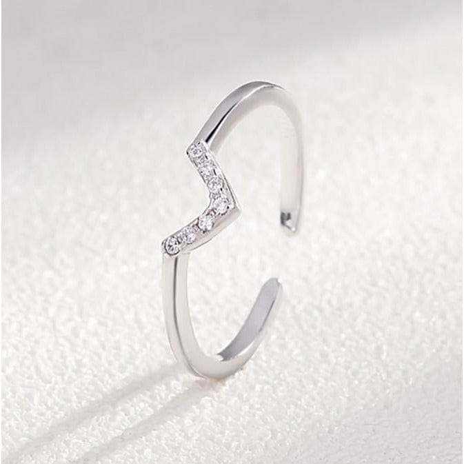 V 925 Sterling Silver Ring, Perfect for Vegans to Share Your Kind Lifestyle、mySite、g9winljtr