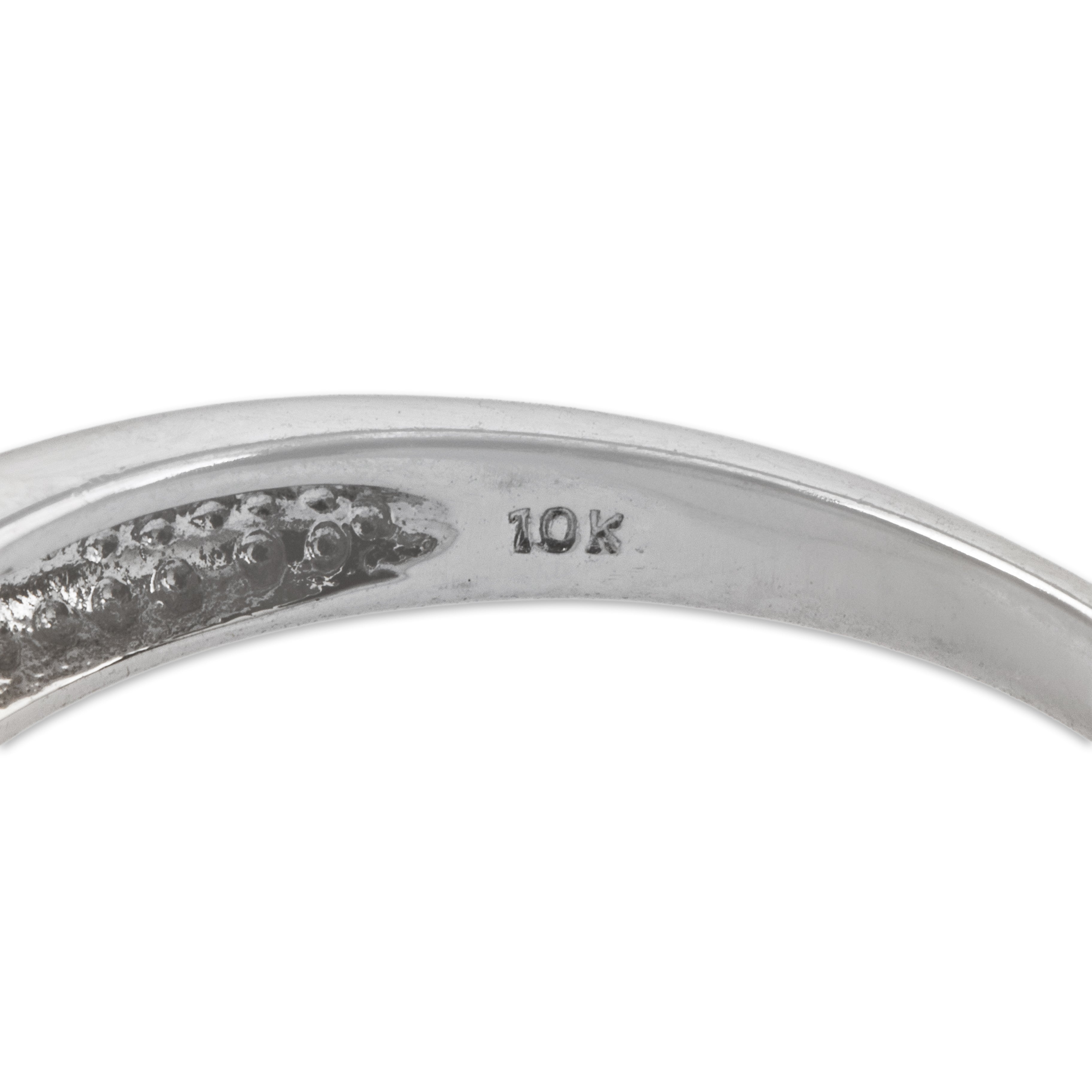 Vintage 10k White Gold Blue Topaz Mother Of Pearl Diamond Bypass Ring 6.75、mySite、hinf8tx79