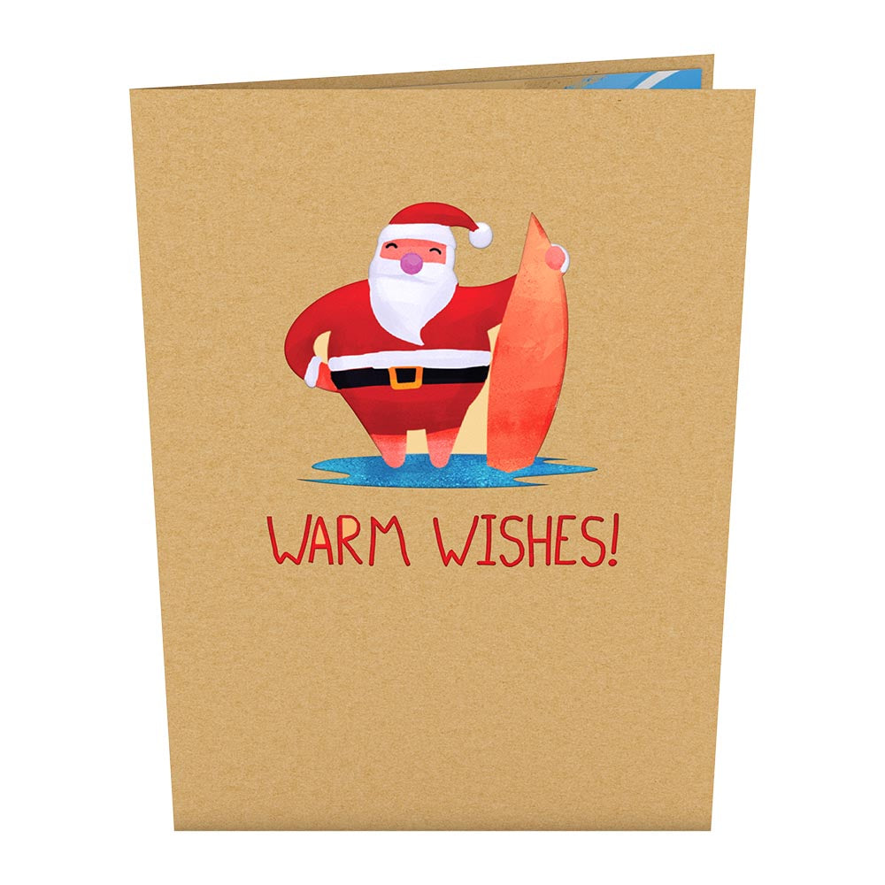 Warm Wishes Surfing Santa Pop-Up Card、mySite、solidvoid