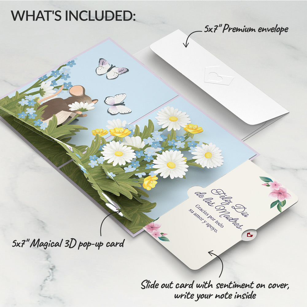 Field Mouse in the Flowers Mother's Day Pop-Up Card and Sentiment Set for Spanish Mom、mySite、solidvoid