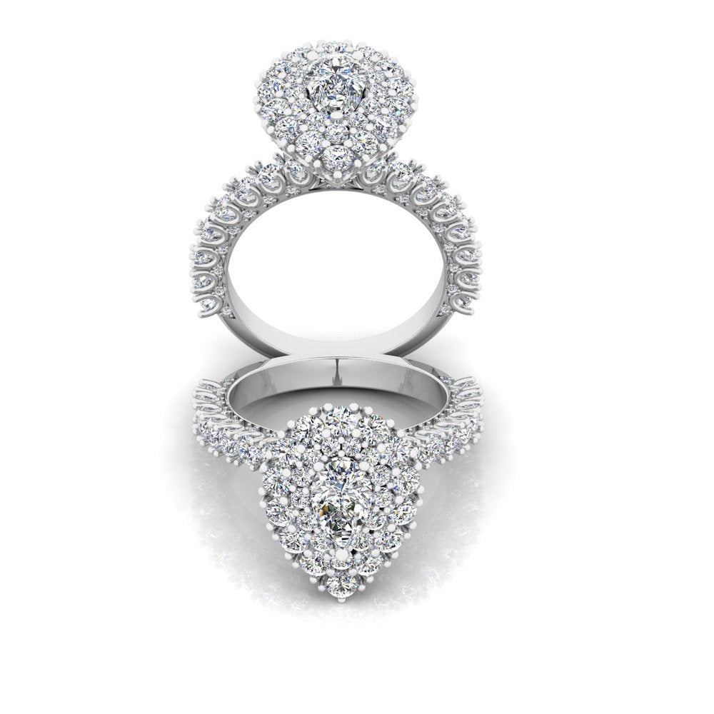 Antique Style Pear Top And Side Halo Moissanite Engagement Ring、mySite、hinf8tx79