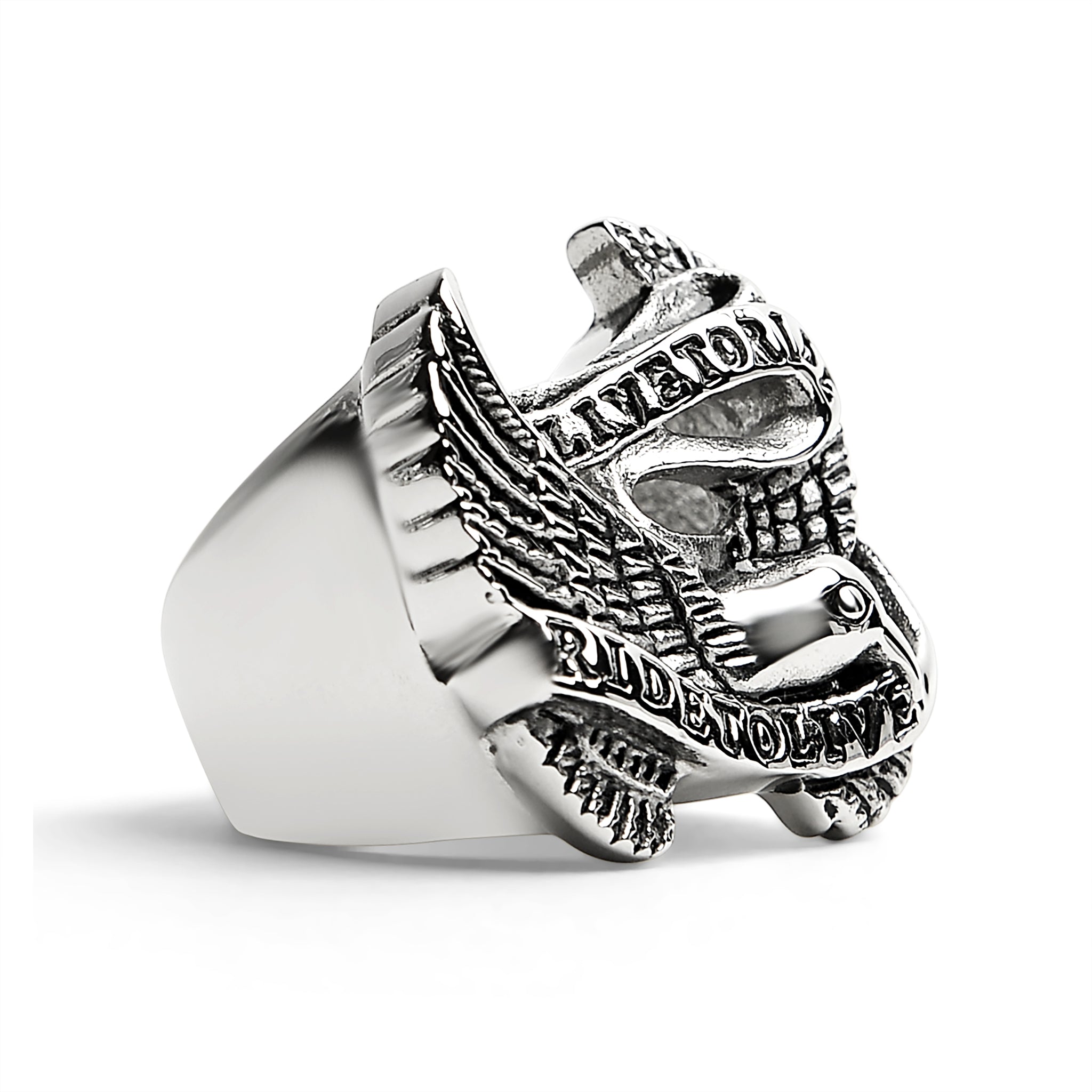 Stainless Steel Live To Ride Ride To Live Eagle Biker Ring / SCR3077、mySite、dreamappss
