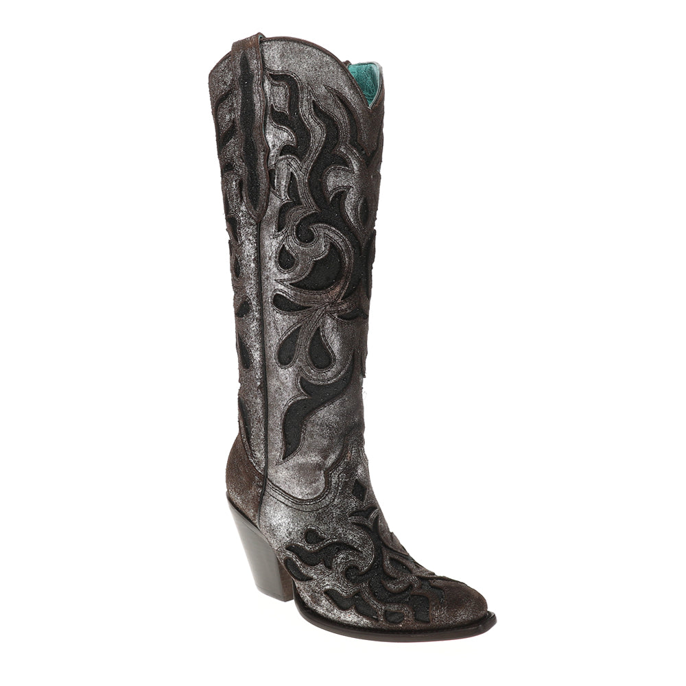 Glitter Crystal Tooled Inlay Snip Toe Cowboy Boots、mySite、gtrtttuynbv