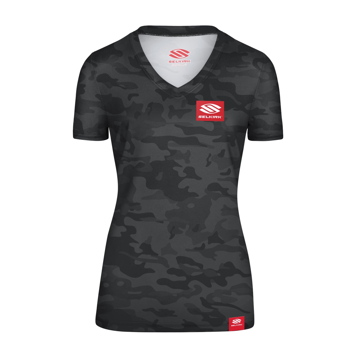Selkirk Red Label Camo Women's Short Sleeve V-Neck Stretch-Wik Technology、mySite、noshort