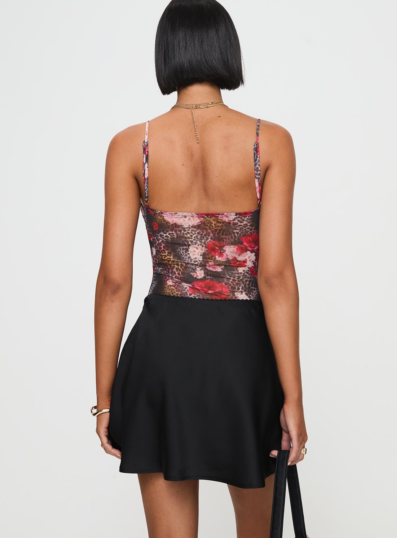 Dapple Bias Satin Mini Skirt Black、mySite、solidvoid