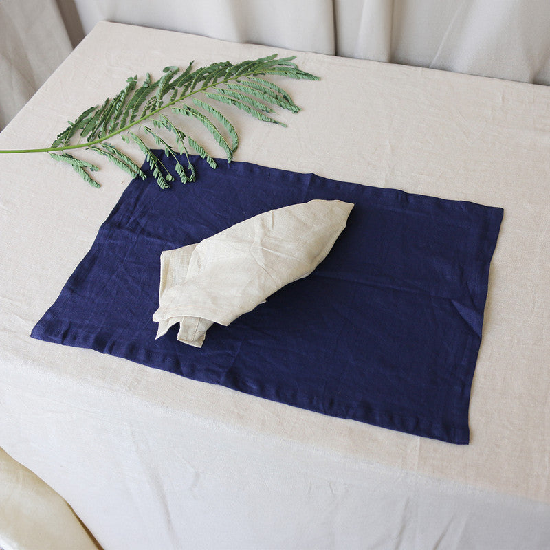 Pure Linen Table Mats | Set of 2 | Navy Blue、mySite、camillekostekn