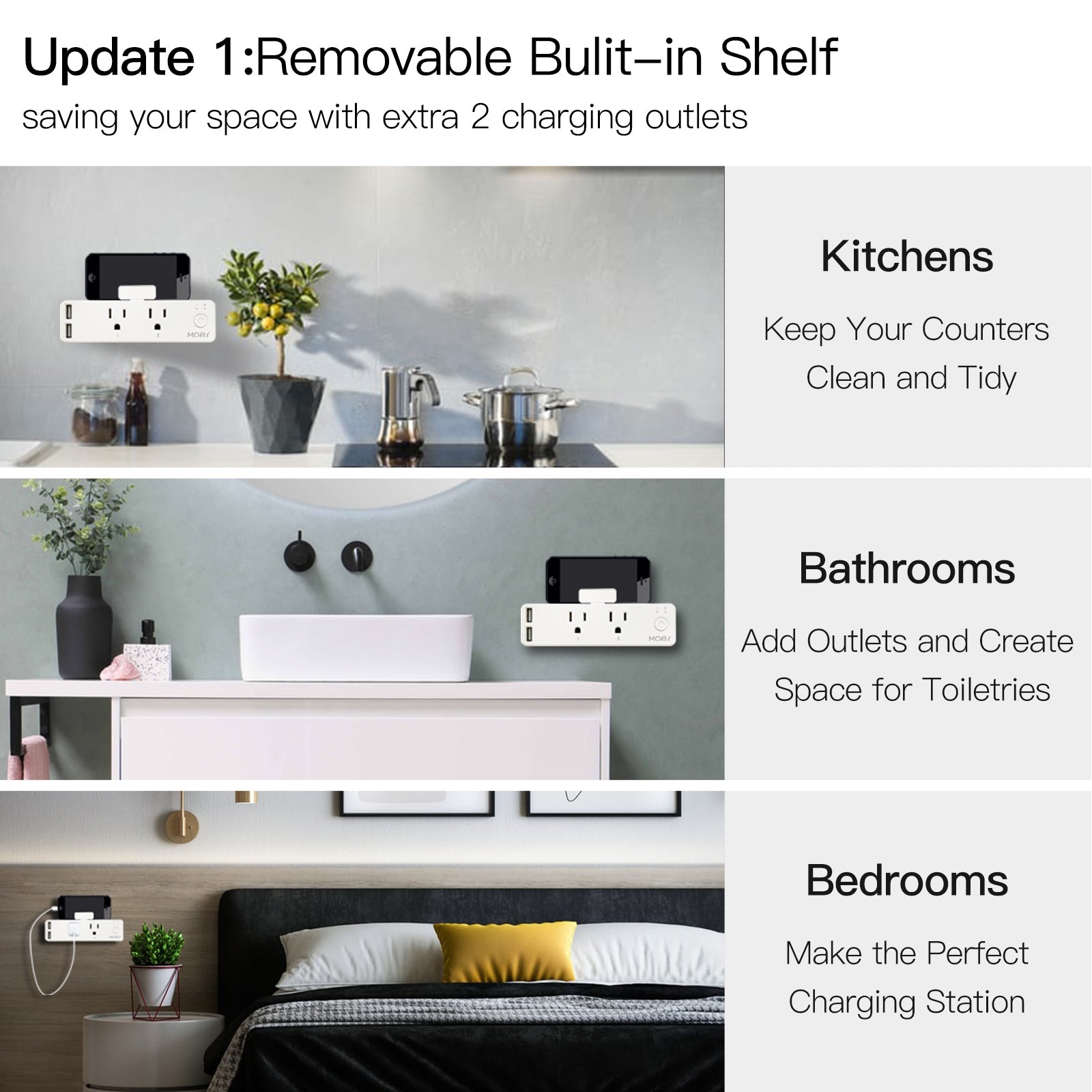 Wifi Smart US Outlet Extender Multi Plug Socket Outlet Shelf With Relay Status, Light Mode Adjustable、mySite、fannypackpong