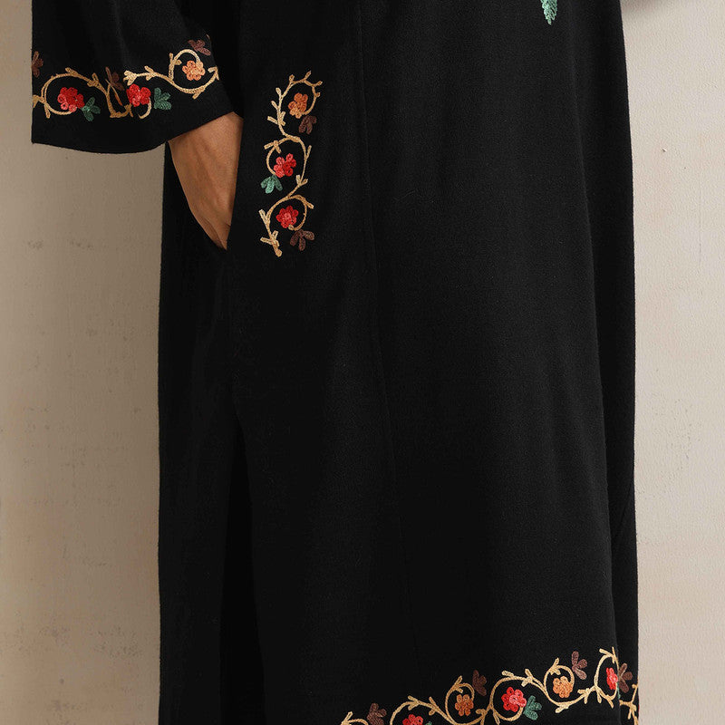 Woolen Kurta For Women | Floral Embroidered | Black、mySite、camillekostekn