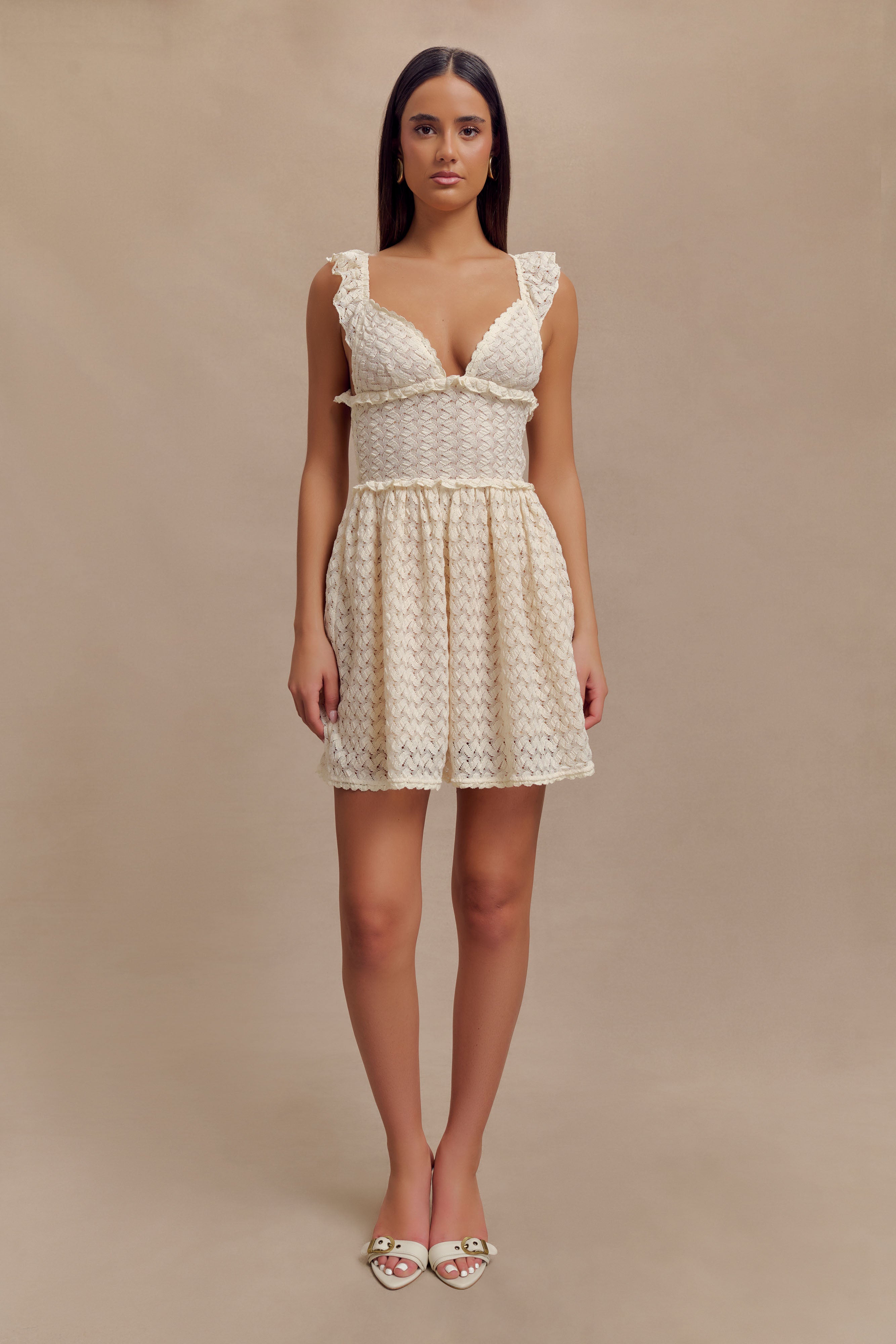 Ezra Lace Mini Dress - Ivory、mySite、solidvoid