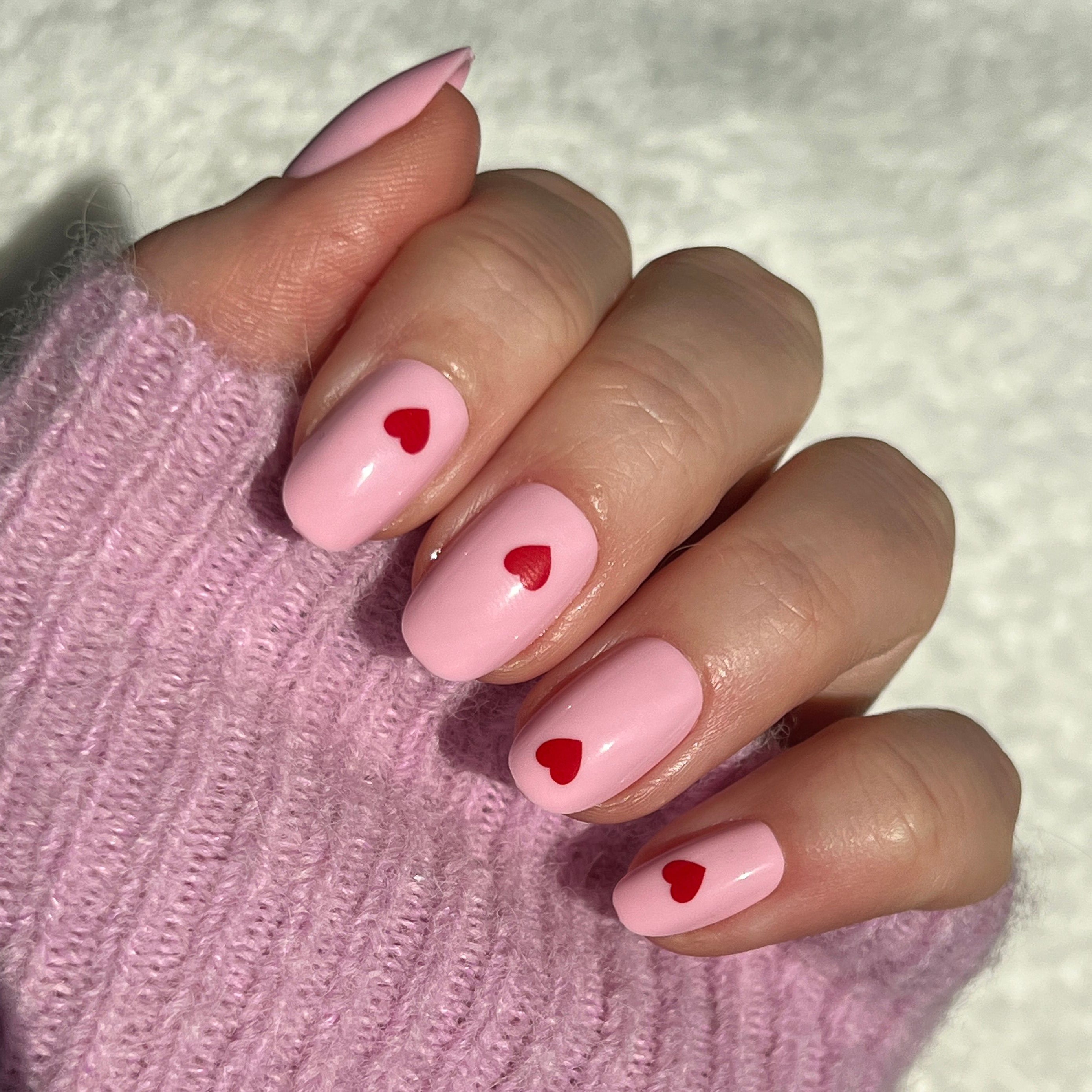 Pink Perfect Heart - Press-On | Round | Short、mySite、solidvoid