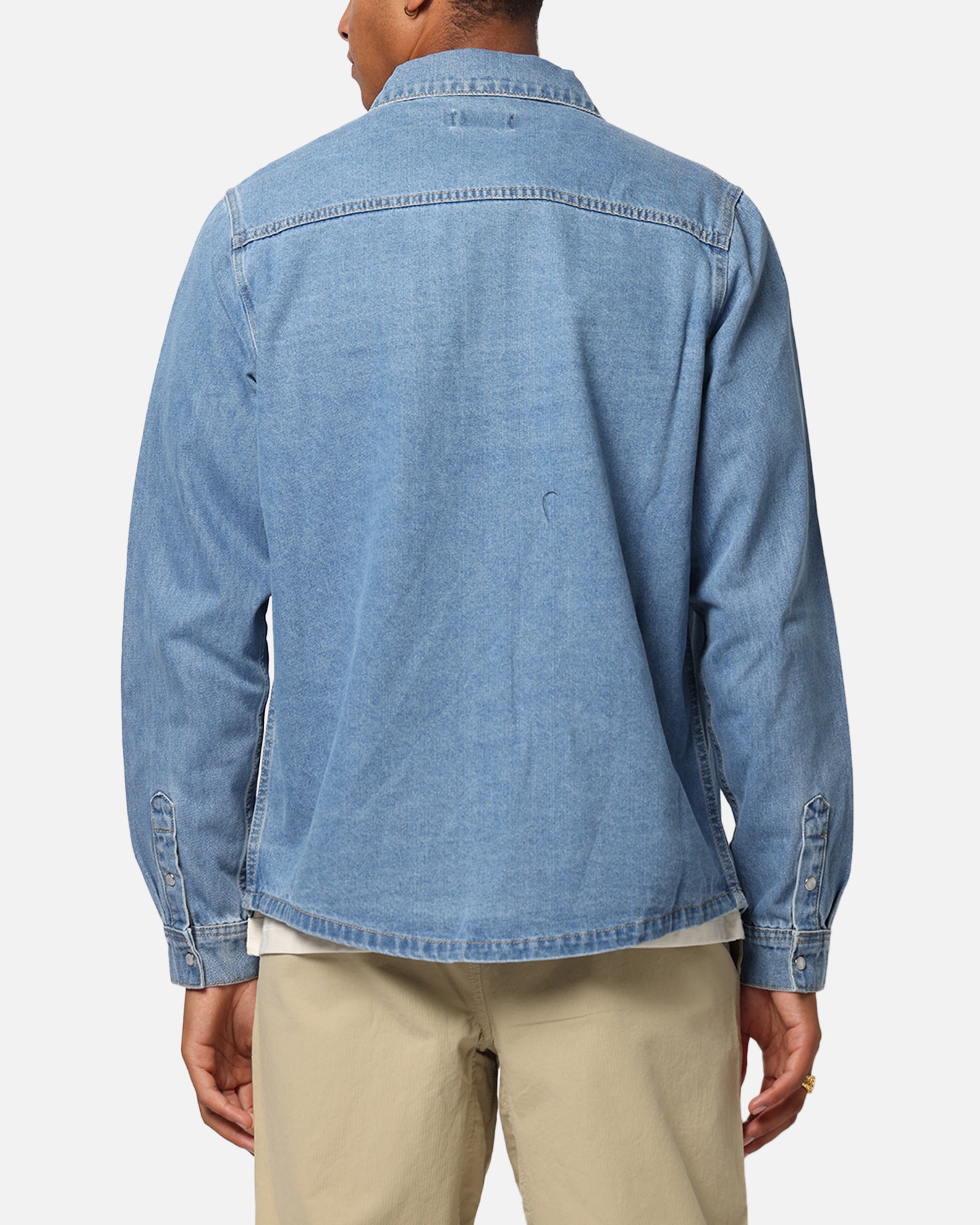 X-Large Denim Western Long Sleeve Shirt Mid Blue、mySite、zt4zffjzw