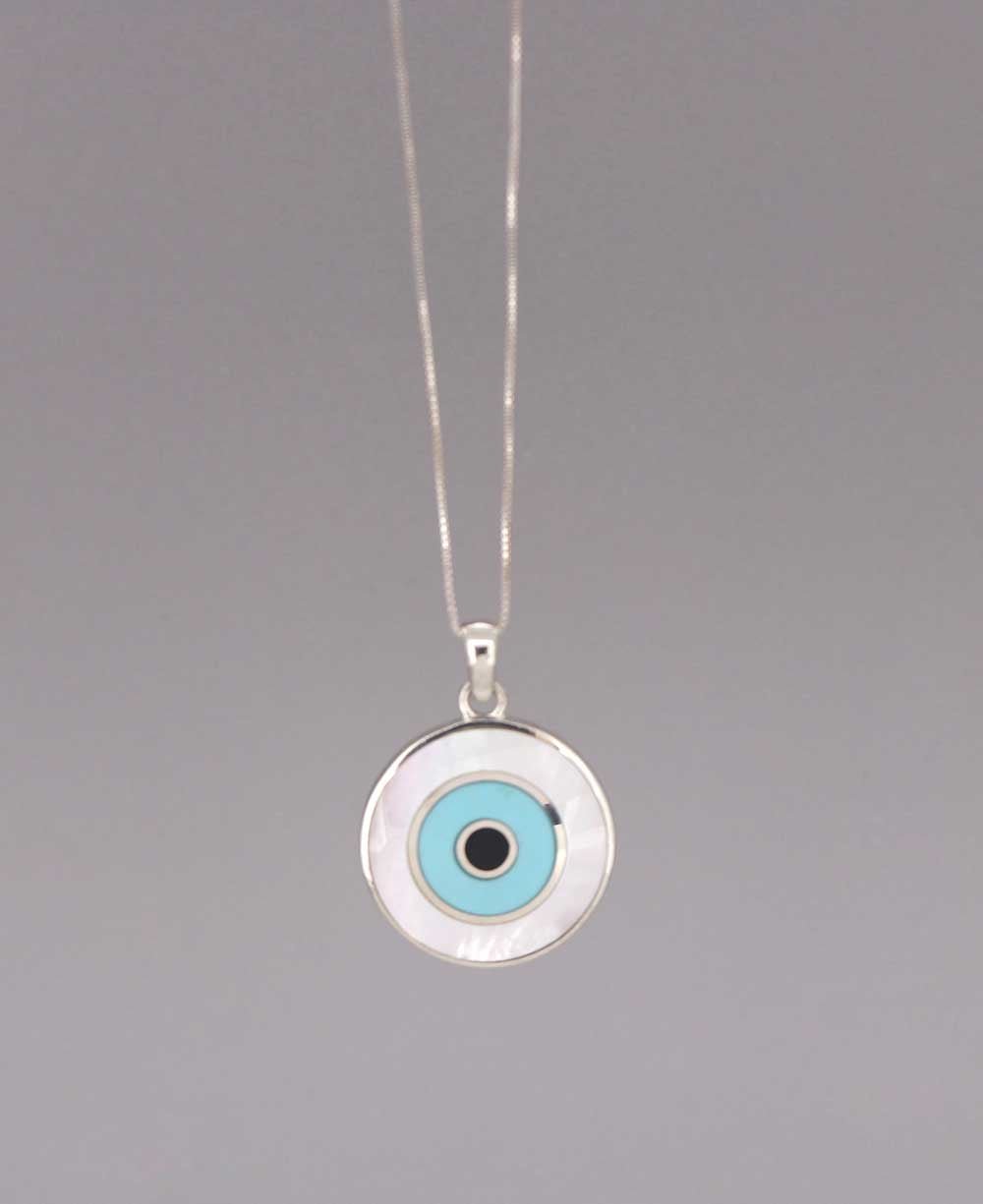 Evil Eye Mother of Pearl and Turquoise Necklace、mySite、topwebapps