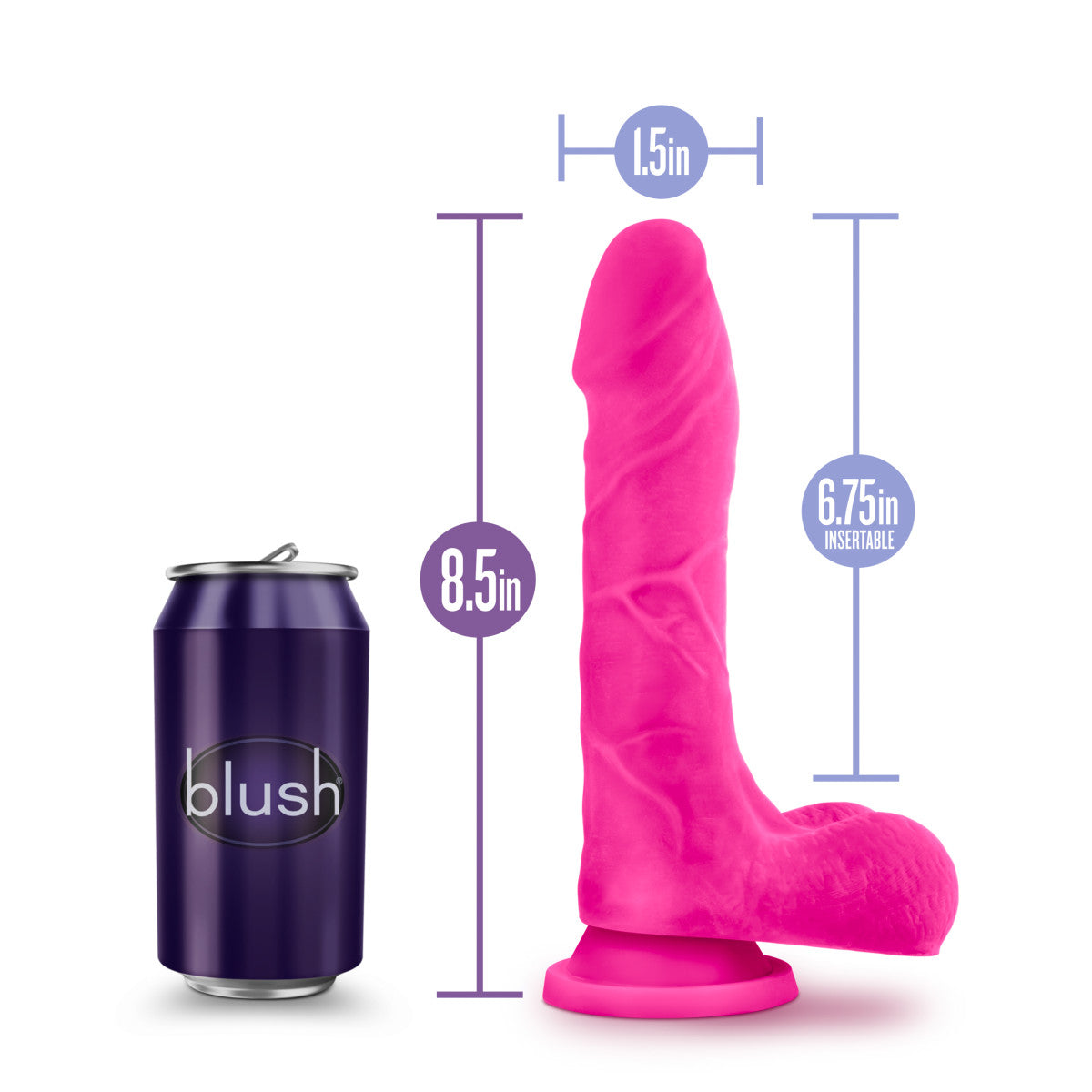 Au Naturel Bold By Blush® | Thrill Realistic Pink 8.5-Inch Long Dildo With Balls & Suction Cup Base、mySite、bottomscart