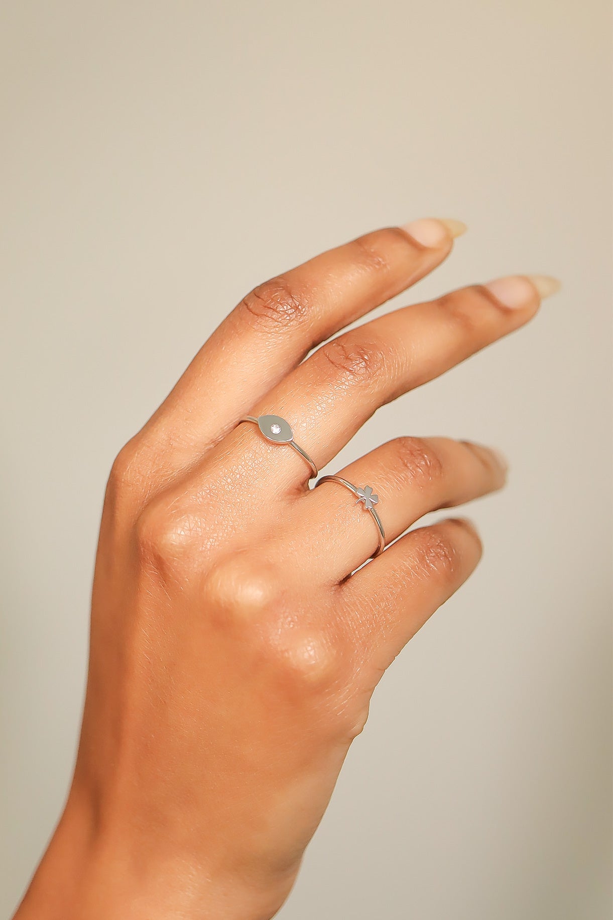 18K Gold PVD Stainless Steel Four Leaf Clover Symbol Ring / ZRJ0002、mySite、dreamappss