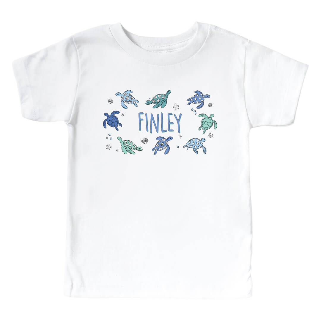  Personalized Sea Turtle Splash Kids Graphic Tee | White、mySite、layawaytickets