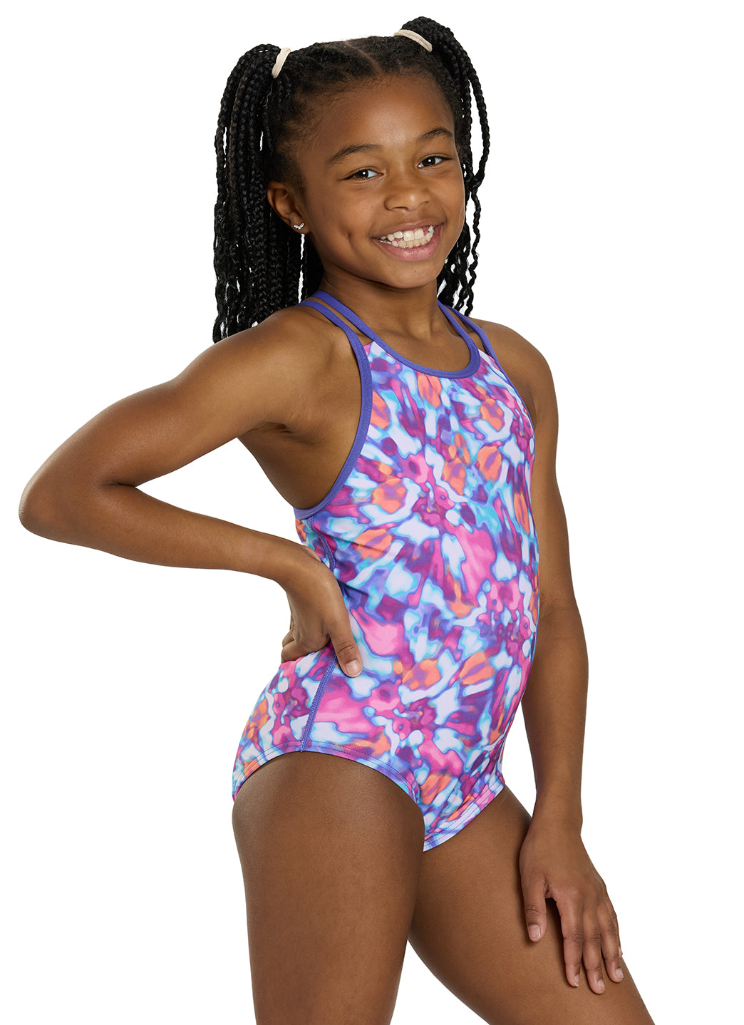 TYR Girls' Print Oliviafit Durafast Elite One Piece Swimsuit (Little Kid, Big Kid)、mySite、noshort