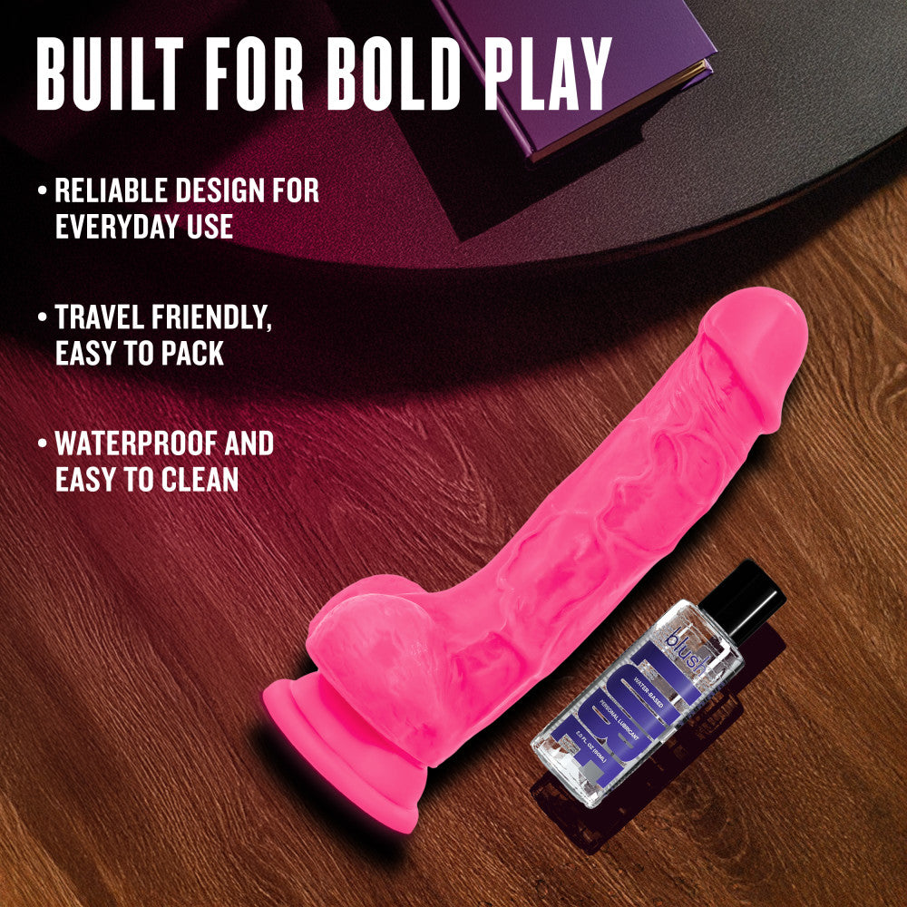 Neo Elite By Blush® | Neon Pink: 7.5-Inch Long Dildo - Made with Purio™ Silicone & SensaFeel® Dual Density Realistic Technology、mySite、bottomscart