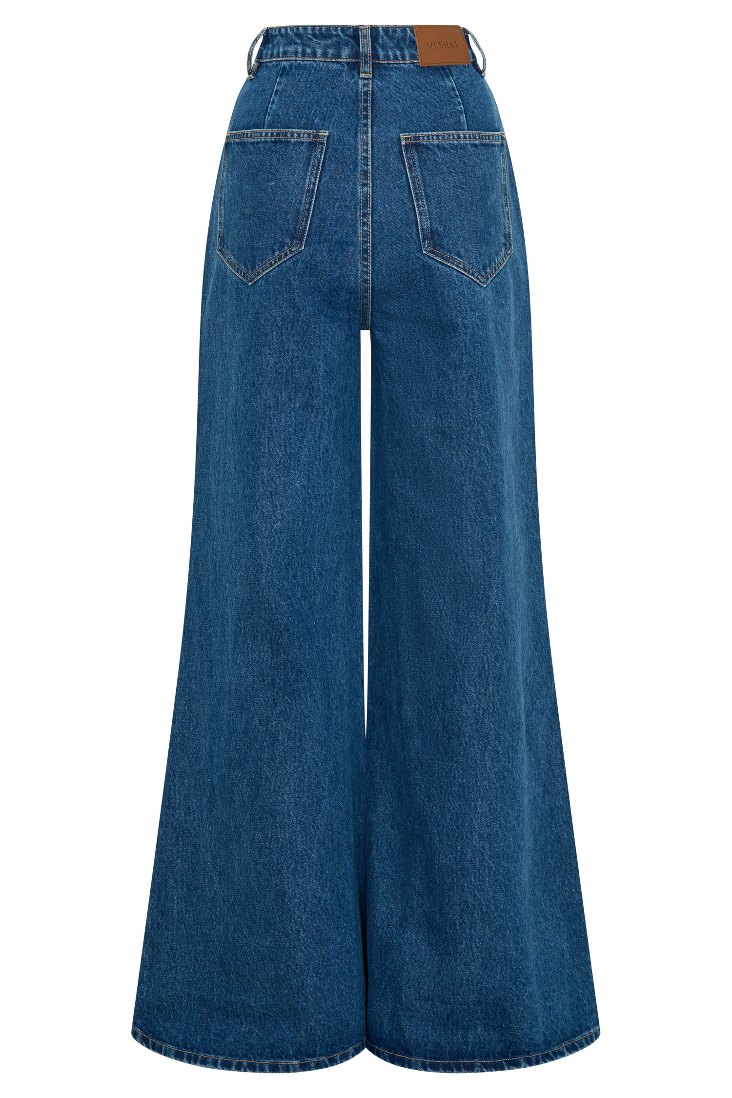 Jen Wide Leg Flare Denim Jeans - Dark Blue、mySite、solidvoid