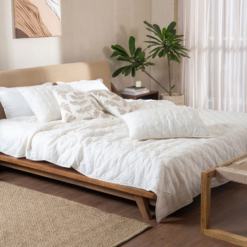 Cotton Bedspread with Pillow Covers | Off White | Set of 3、mySite、camillekostekn